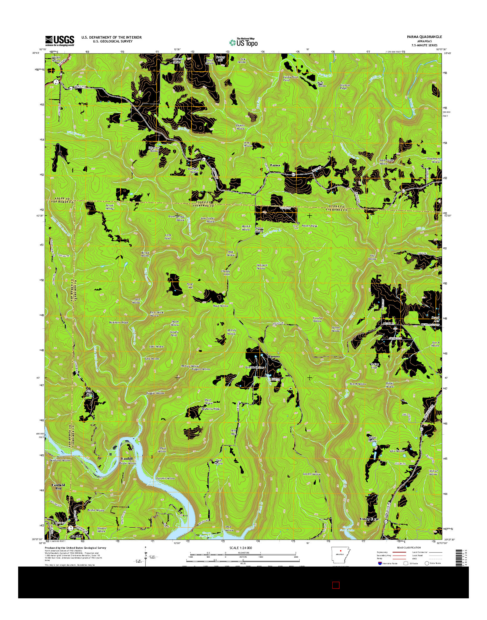 USGS US TOPO 7.5-MINUTE MAP FOR PARMA, AR 2014
