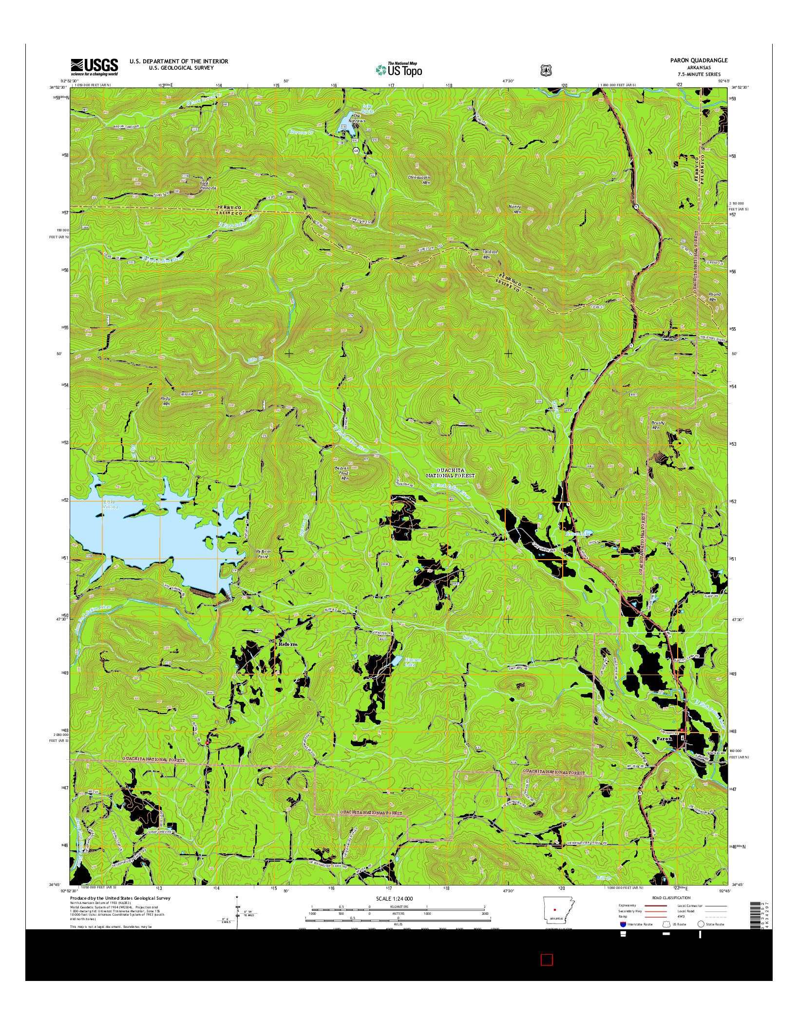 USGS US TOPO 7.5-MINUTE MAP FOR PARON, AR 2014