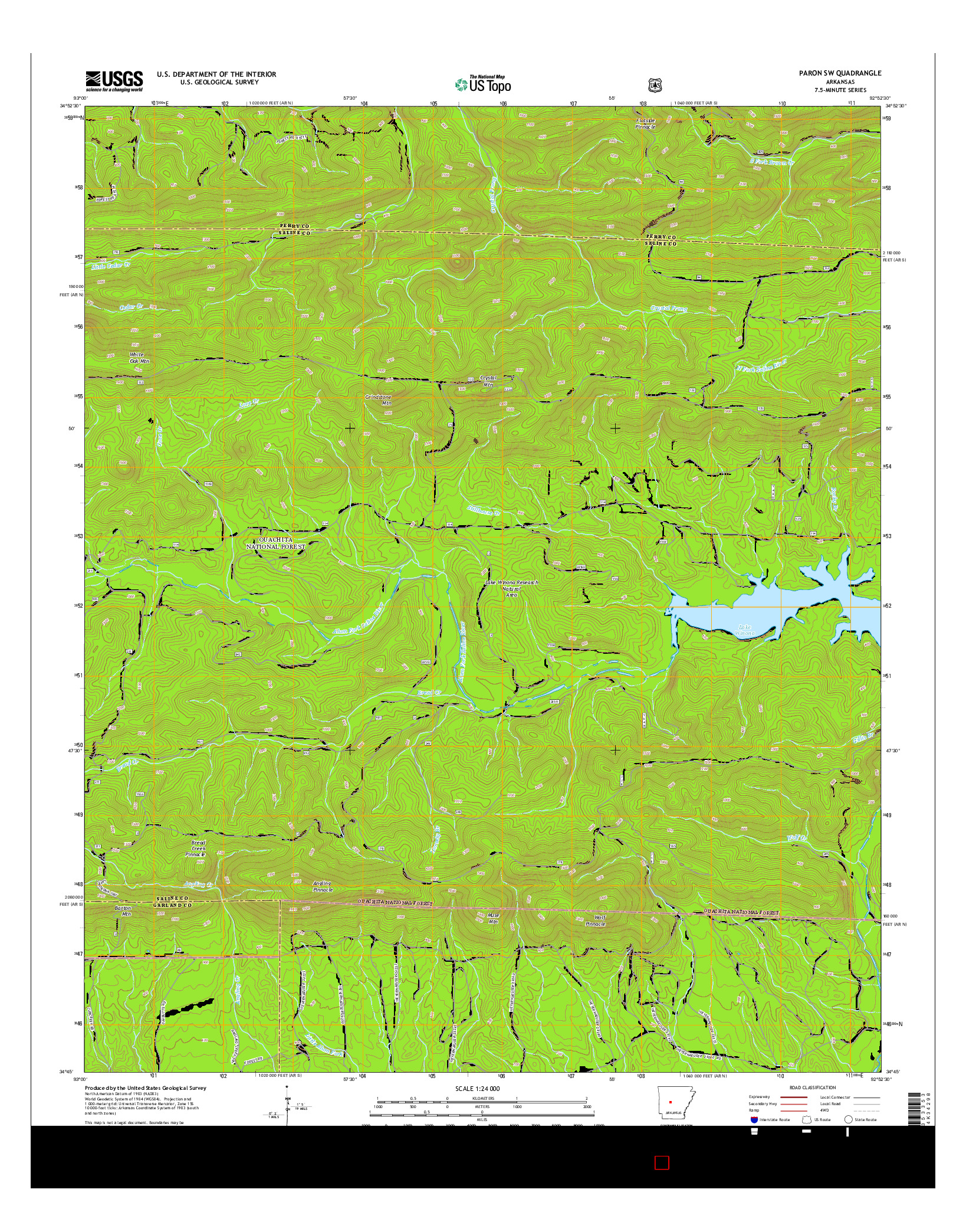 USGS US TOPO 7.5-MINUTE MAP FOR PARON SW, AR 2014