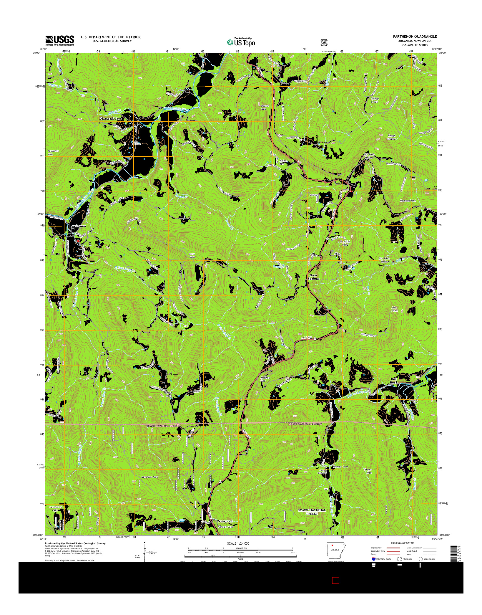 USGS US TOPO 7.5-MINUTE MAP FOR PARTHENON, AR 2014