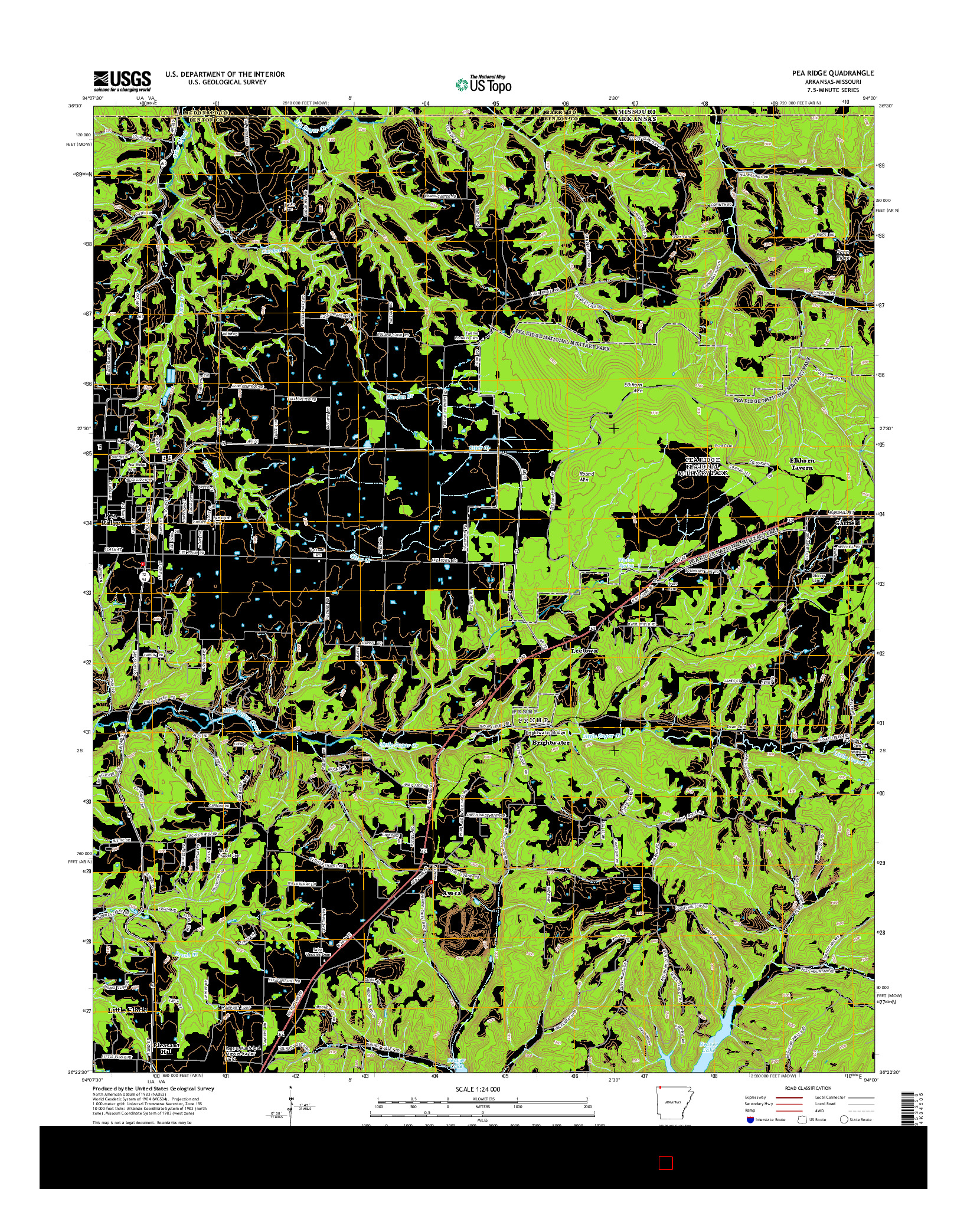 USGS US TOPO 7.5-MINUTE MAP FOR PEA RIDGE, AR-MO 2014