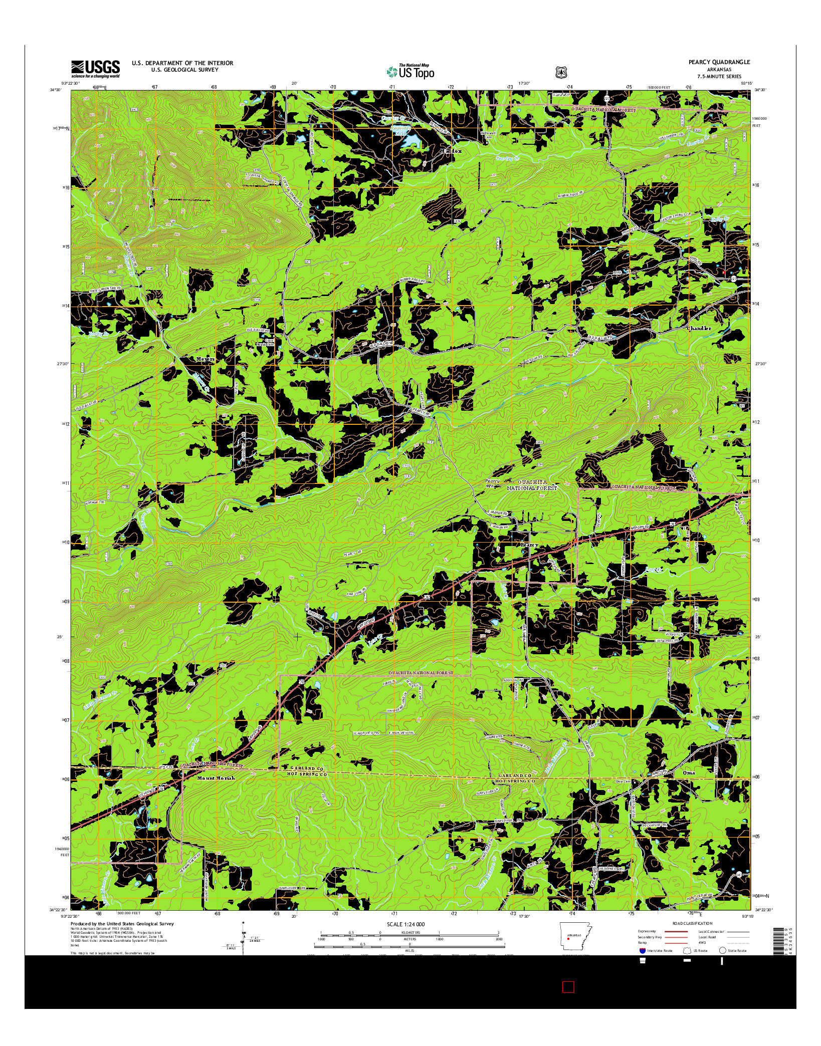 USGS US TOPO 7.5-MINUTE MAP FOR PEARCY, AR 2014