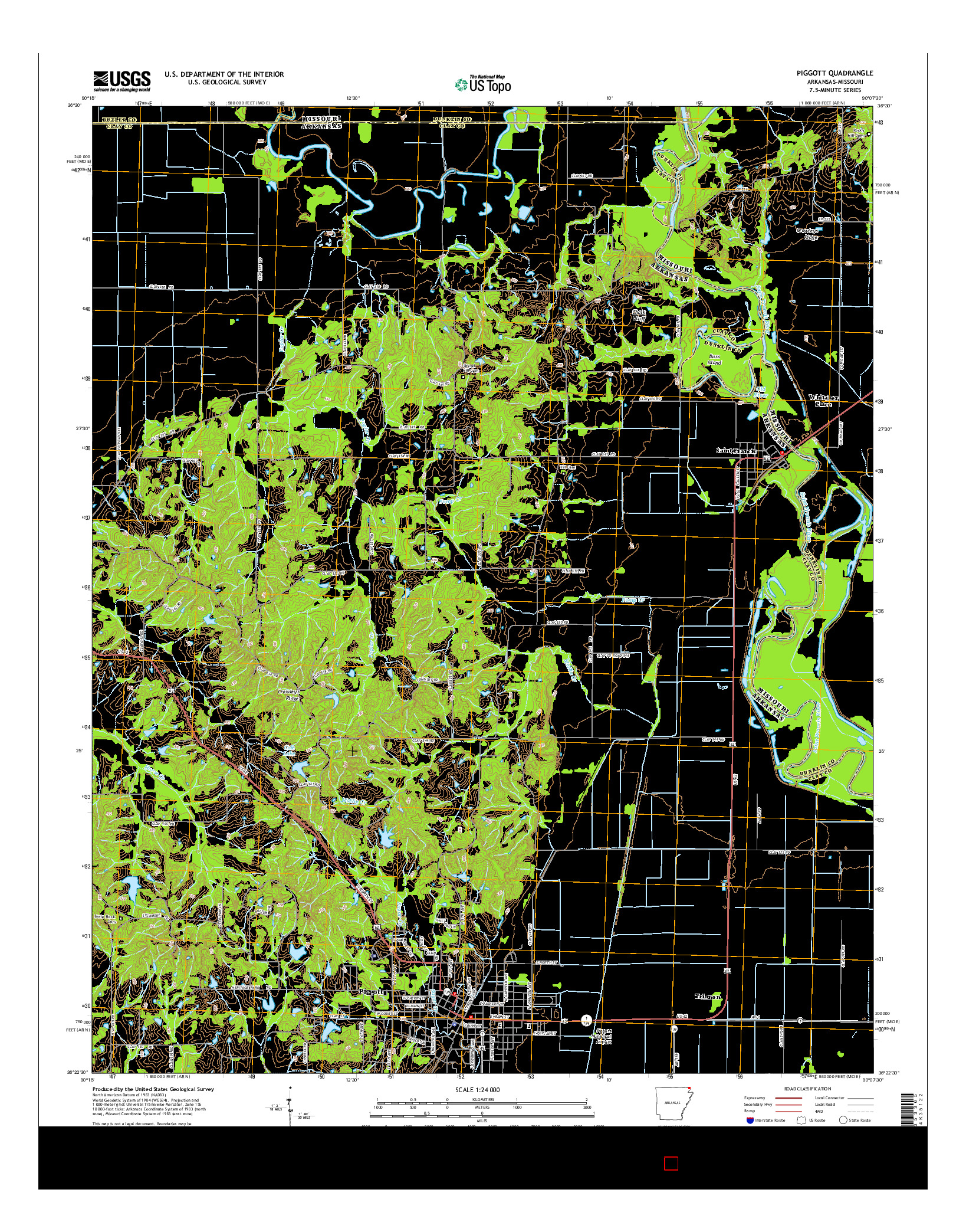 USGS US TOPO 7.5-MINUTE MAP FOR PIGGOTT, AR-MO 2014
