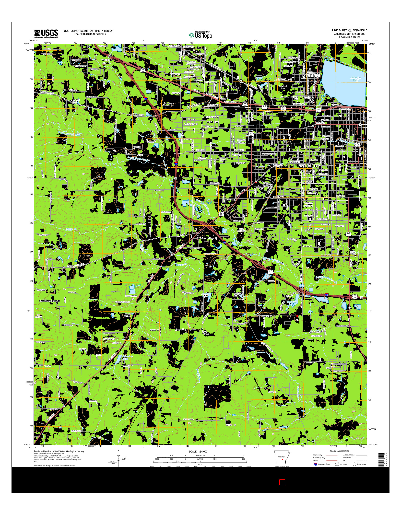 USGS US TOPO 7.5-MINUTE MAP FOR PINE BLUFF, AR 2014