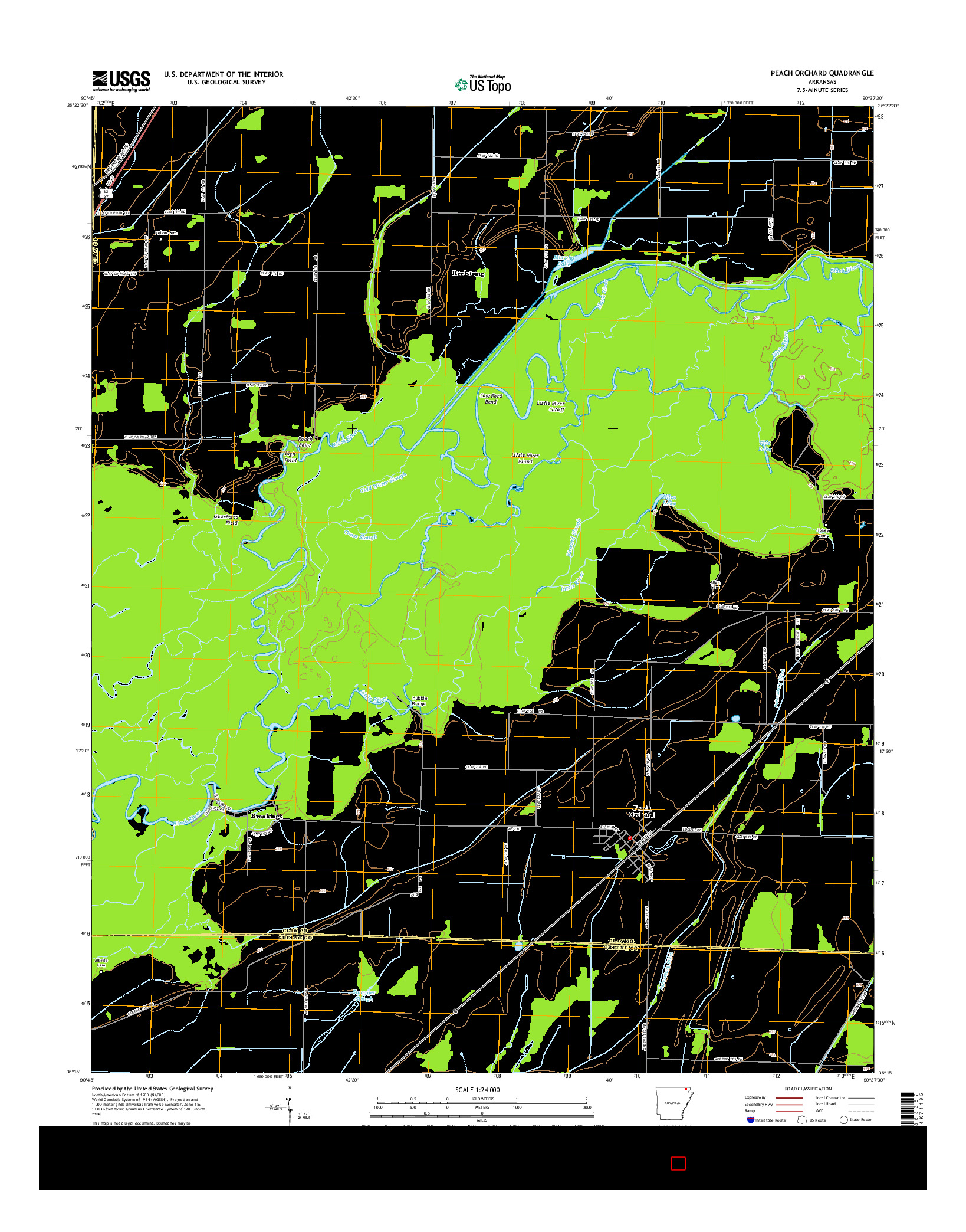 USGS US TOPO 7.5-MINUTE MAP FOR PEACH ORCHARD, AR 2014