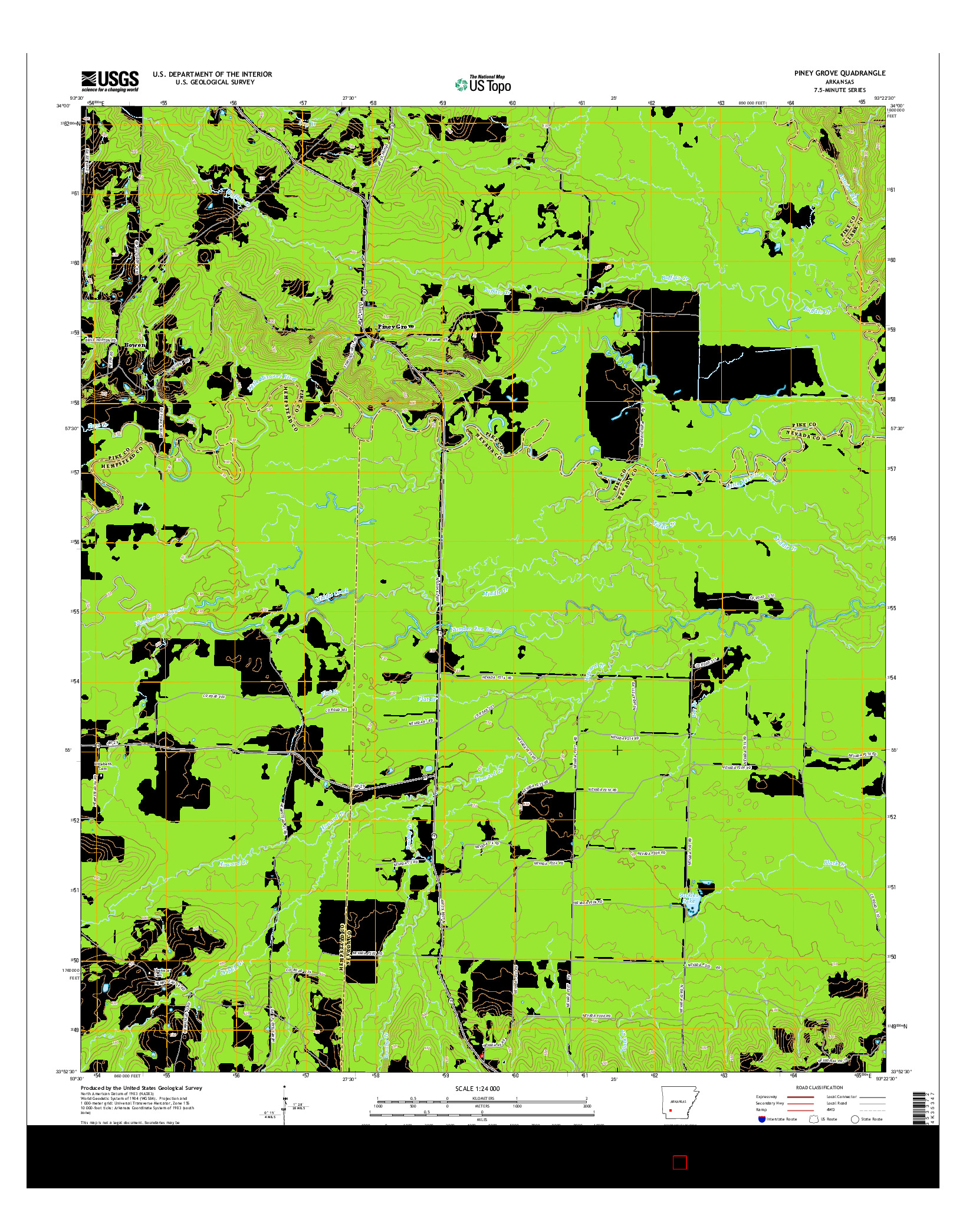 USGS US TOPO 7.5-MINUTE MAP FOR PINEY GROVE, AR 2014