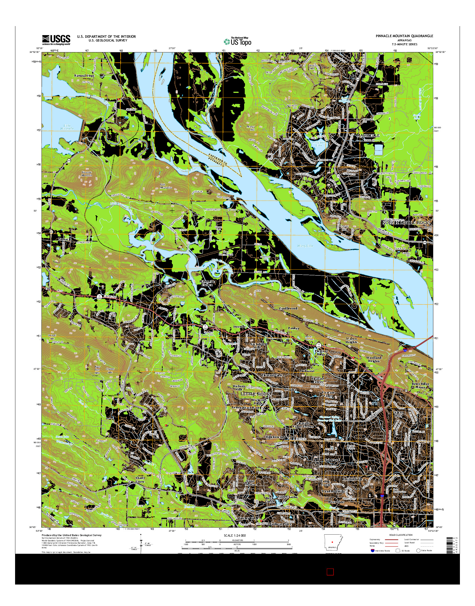USGS US TOPO 7.5-MINUTE MAP FOR PINNACLE MOUNTAIN, AR 2014