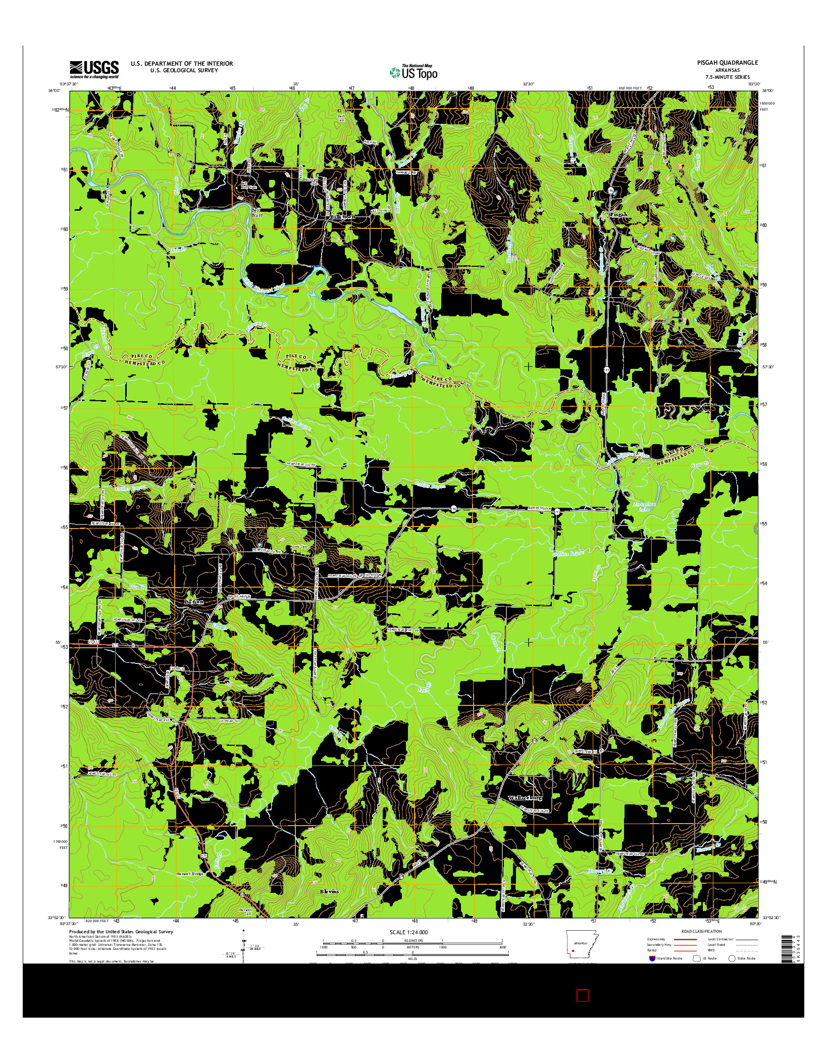 USGS US TOPO 7.5-MINUTE MAP FOR PISGAH, AR 2014