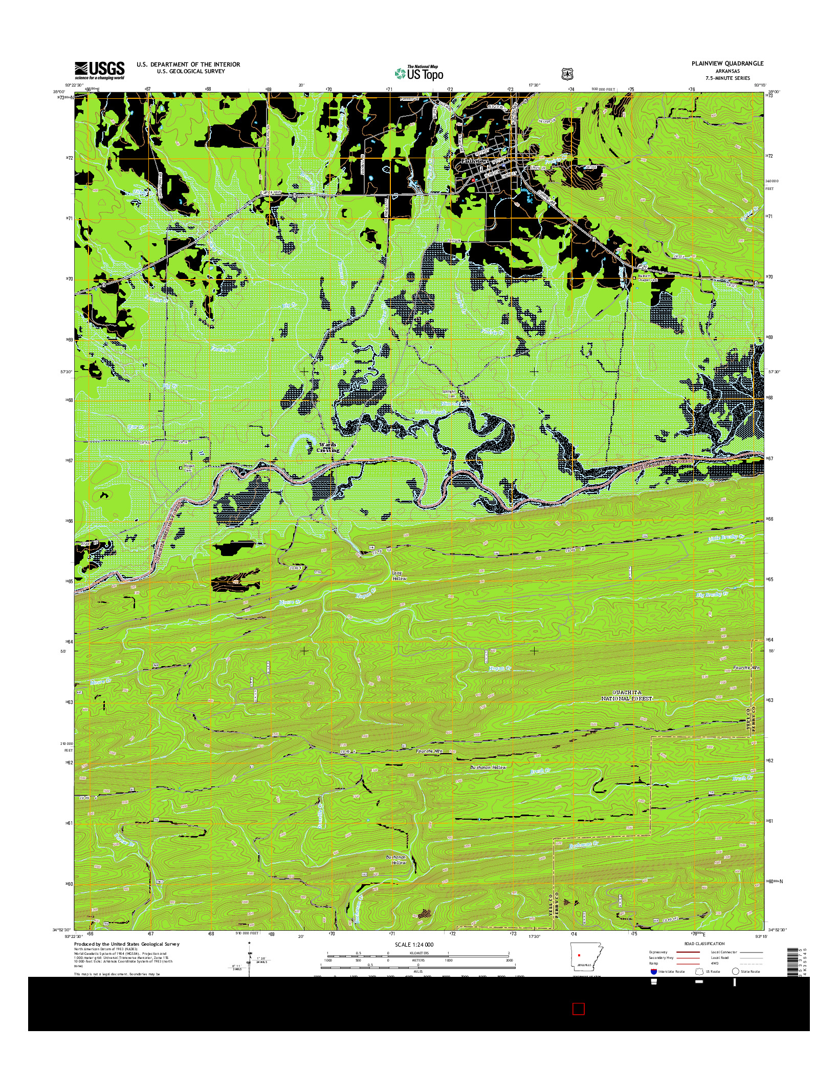 USGS US TOPO 7.5-MINUTE MAP FOR PLAINVIEW, AR 2014