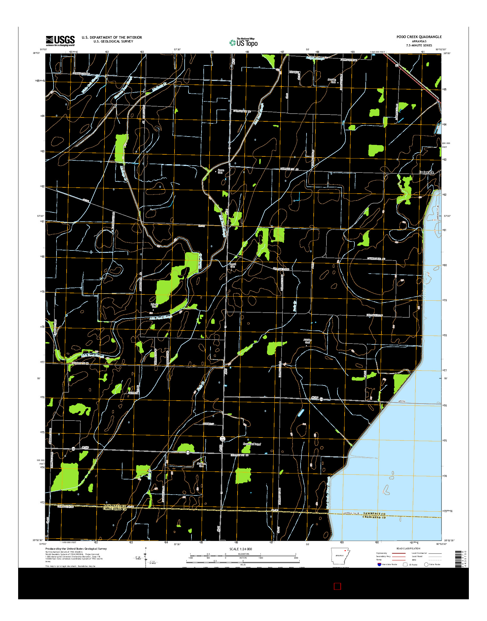 USGS US TOPO 7.5-MINUTE MAP FOR PODO CREEK, AR 2014