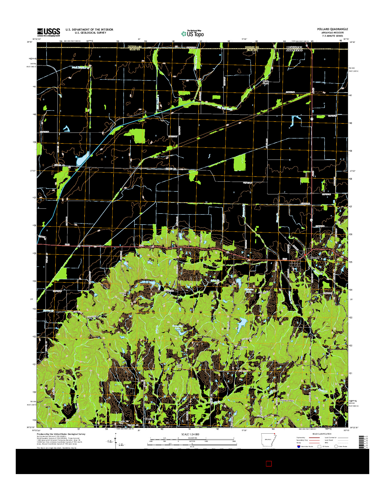 USGS US TOPO 7.5-MINUTE MAP FOR POLLARD, AR-MO 2014