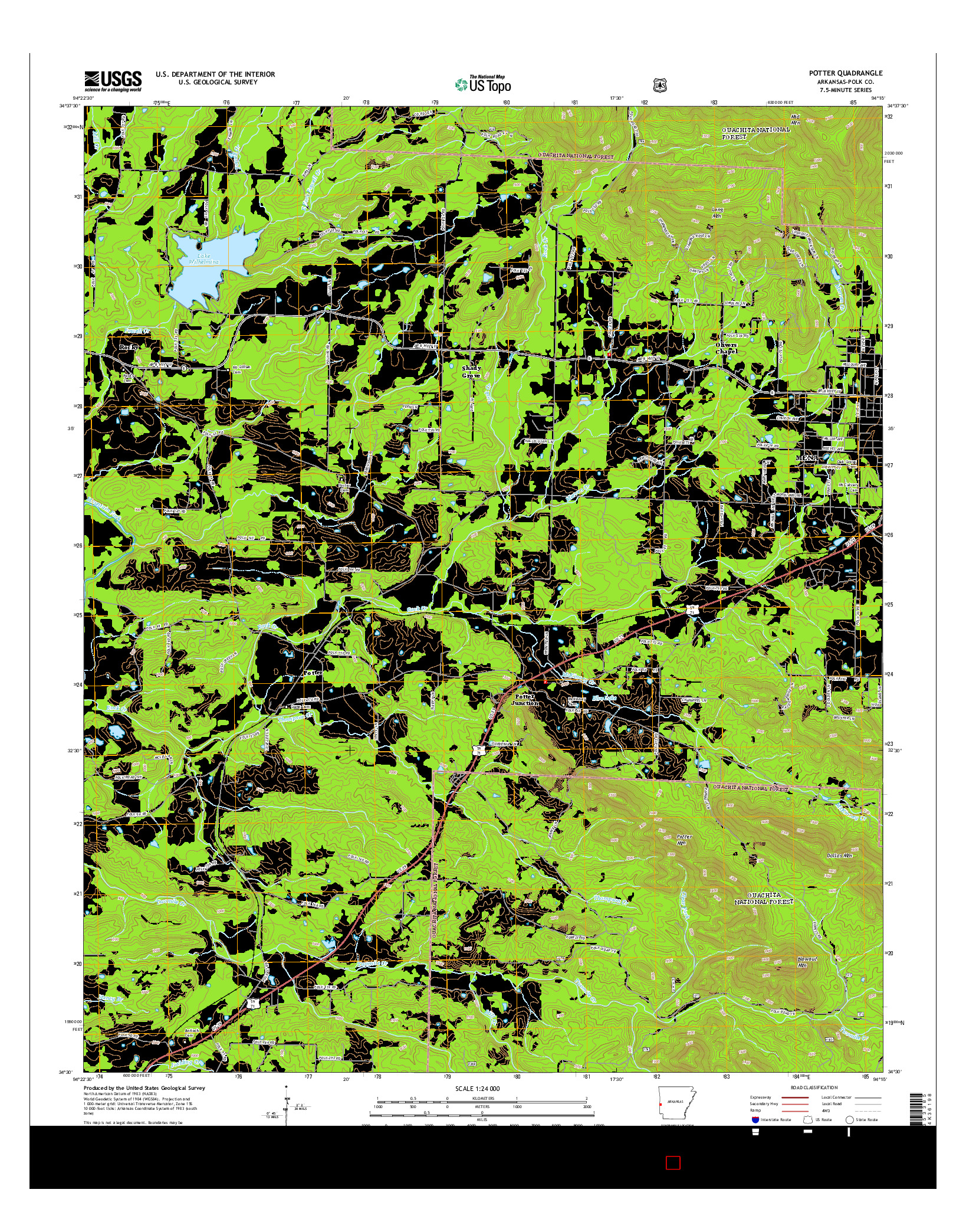 USGS US TOPO 7.5-MINUTE MAP FOR POTTER, AR 2014