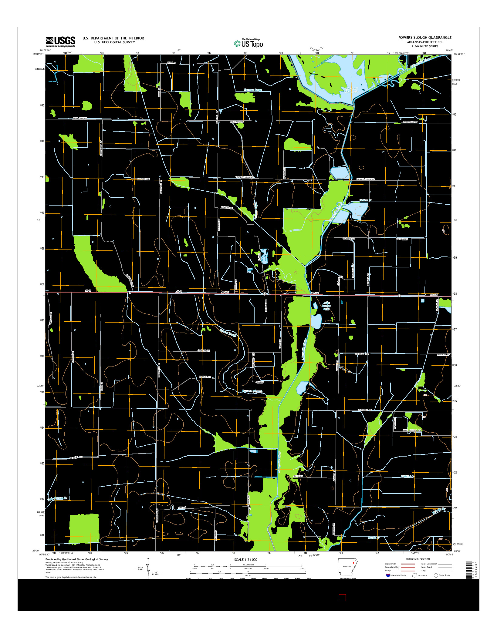 USGS US TOPO 7.5-MINUTE MAP FOR POWERS SLOUGH, AR 2014