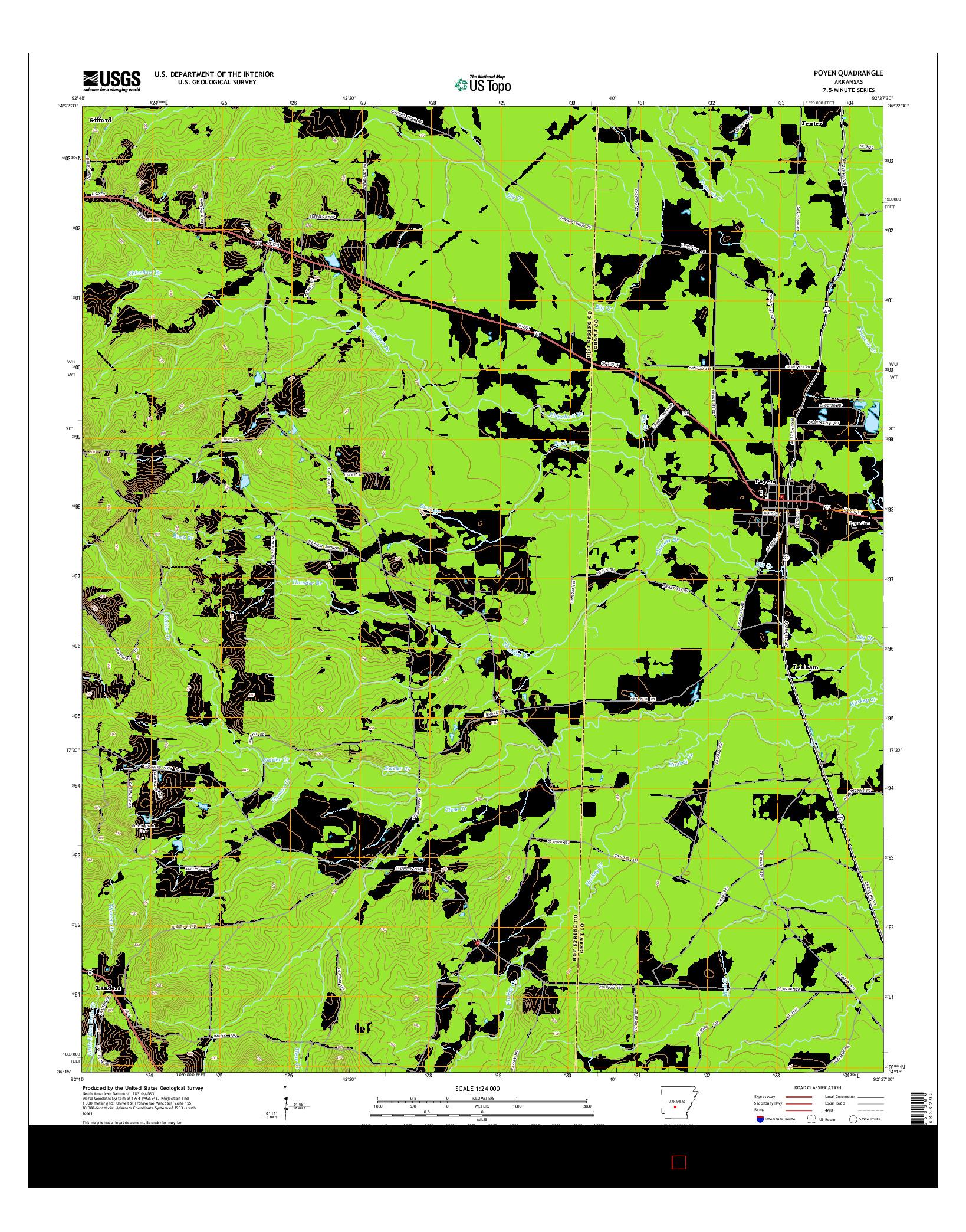 USGS US TOPO 7.5-MINUTE MAP FOR POYEN, AR 2014