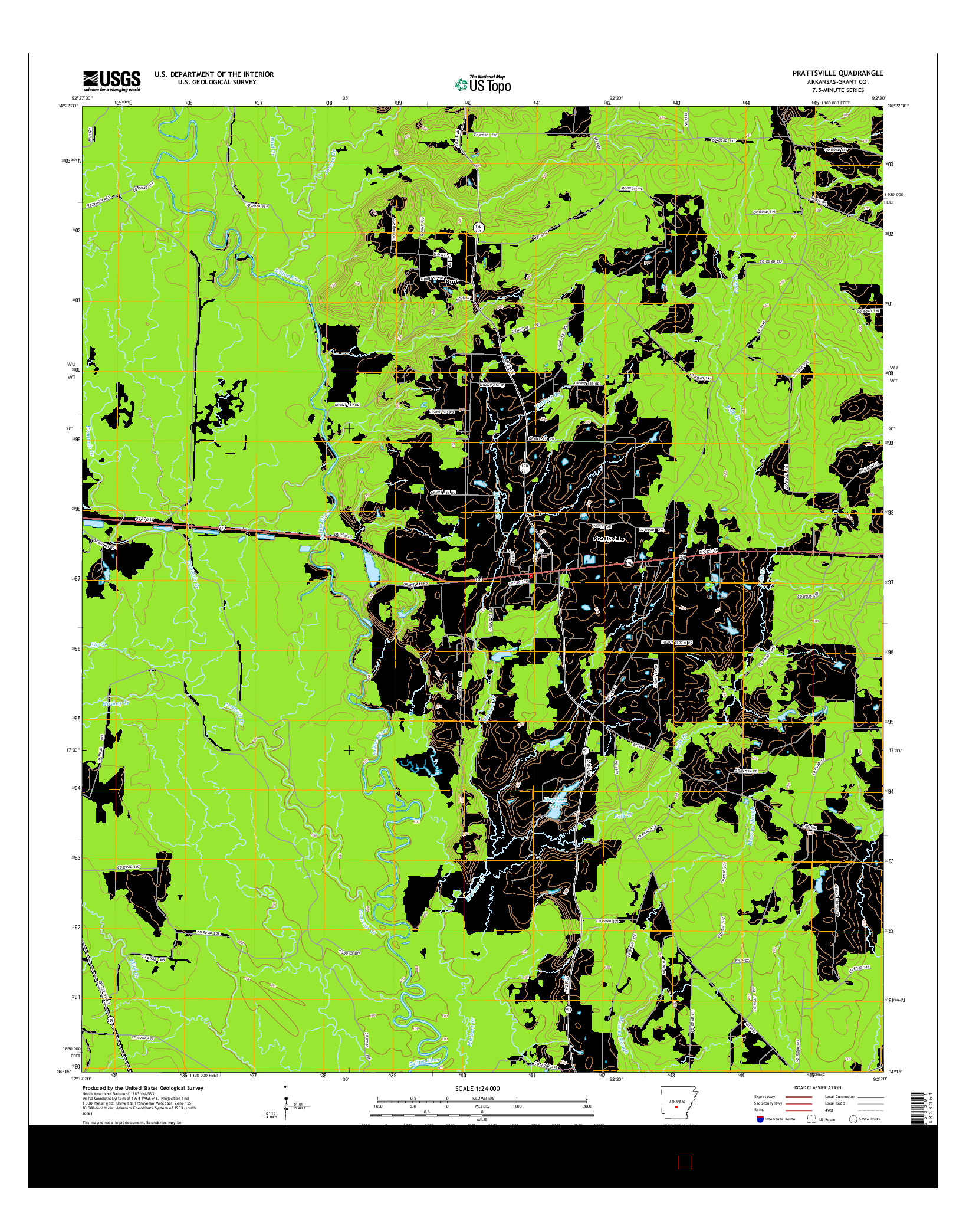 USGS US TOPO 7.5-MINUTE MAP FOR PRATTSVILLE, AR 2014