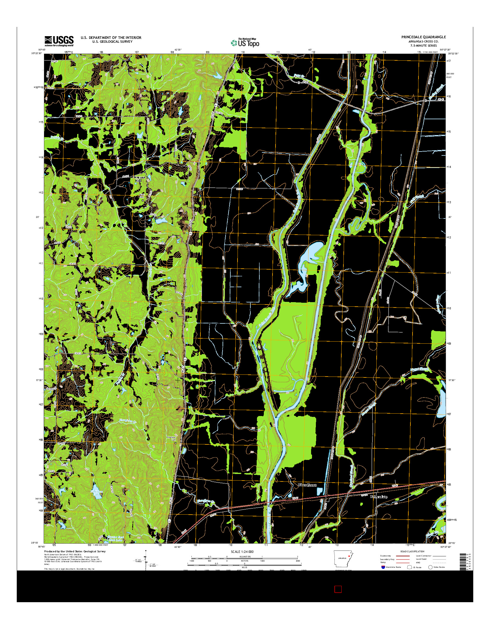 USGS US TOPO 7.5-MINUTE MAP FOR PRINCEDALE, AR 2014