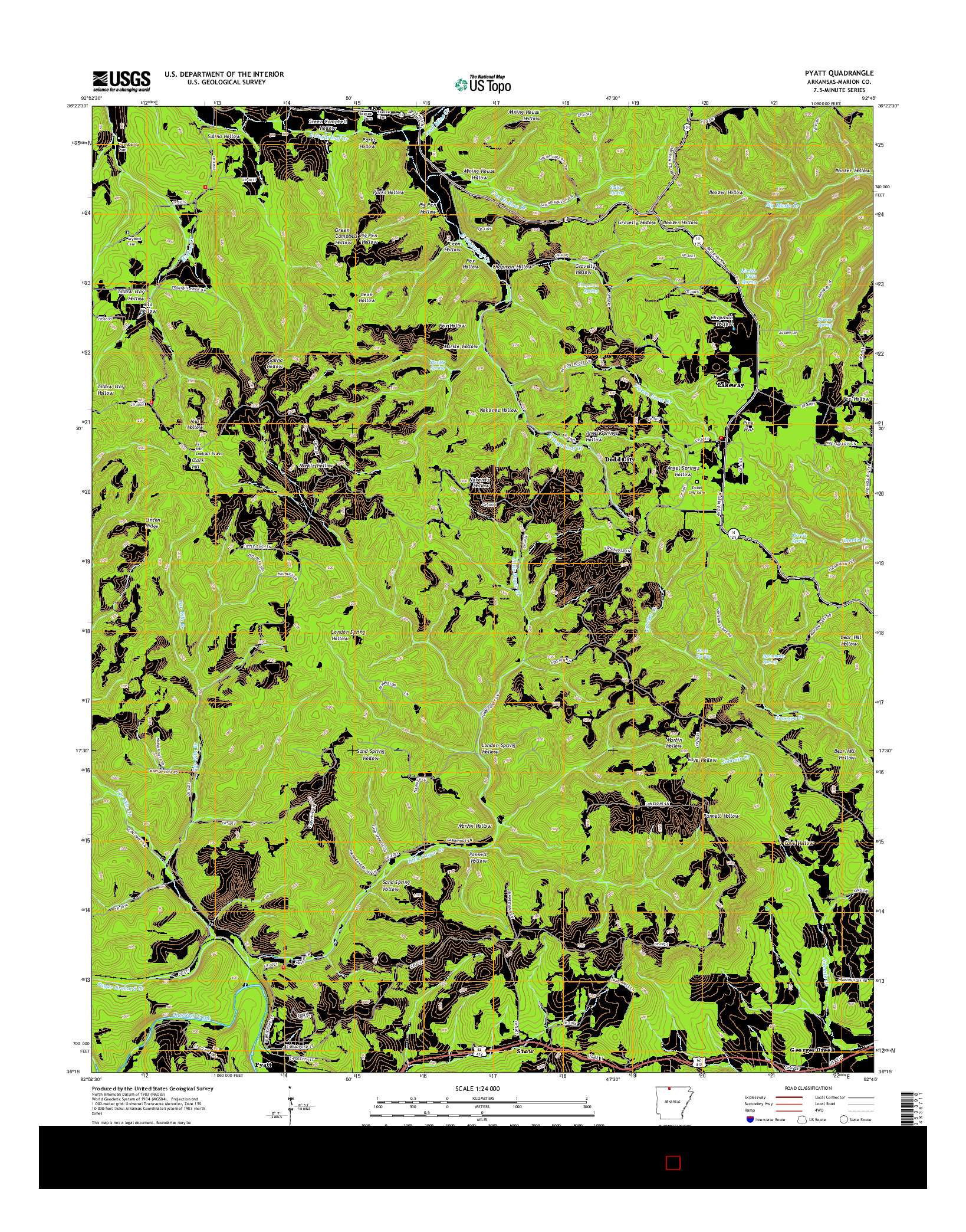 USGS US TOPO 7.5-MINUTE MAP FOR PYATT, AR 2014