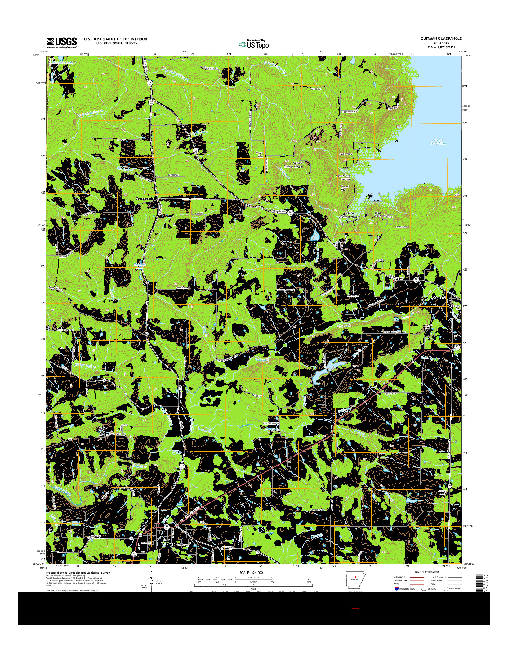 USGS US TOPO 7.5-MINUTE MAP FOR QUITMAN, AR 2014