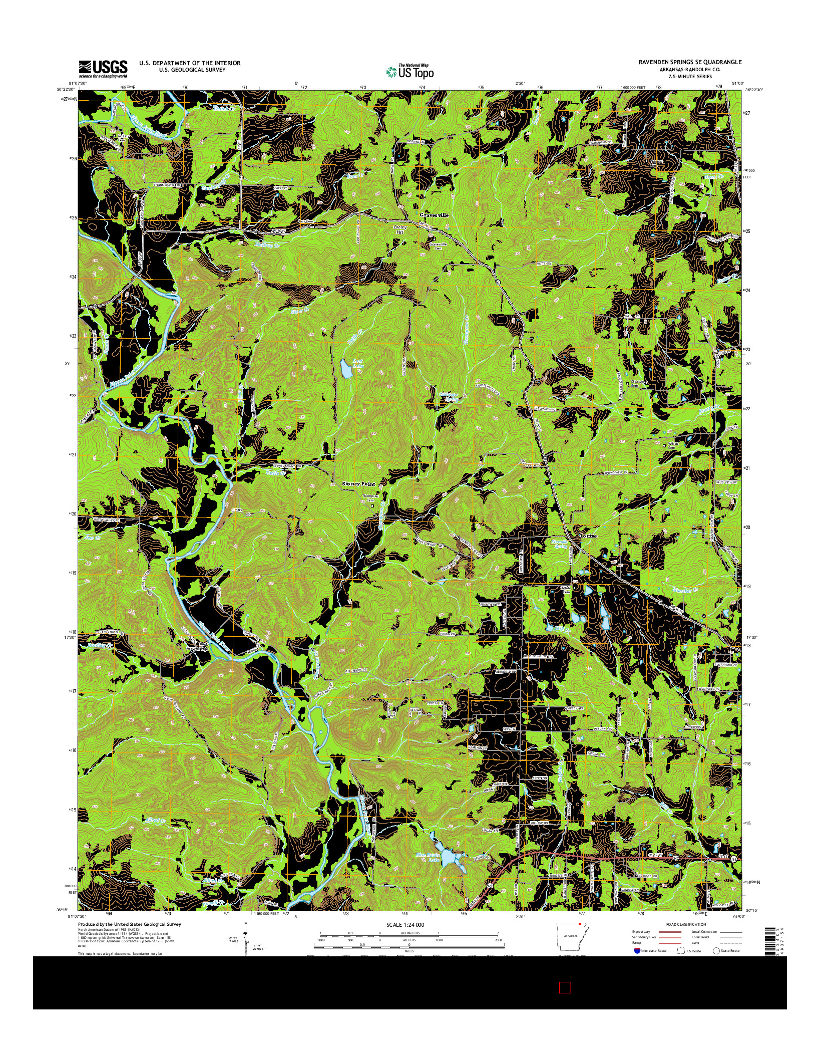 USGS US TOPO 7.5-MINUTE MAP FOR RAVENDEN SPRINGS SE, AR 2014