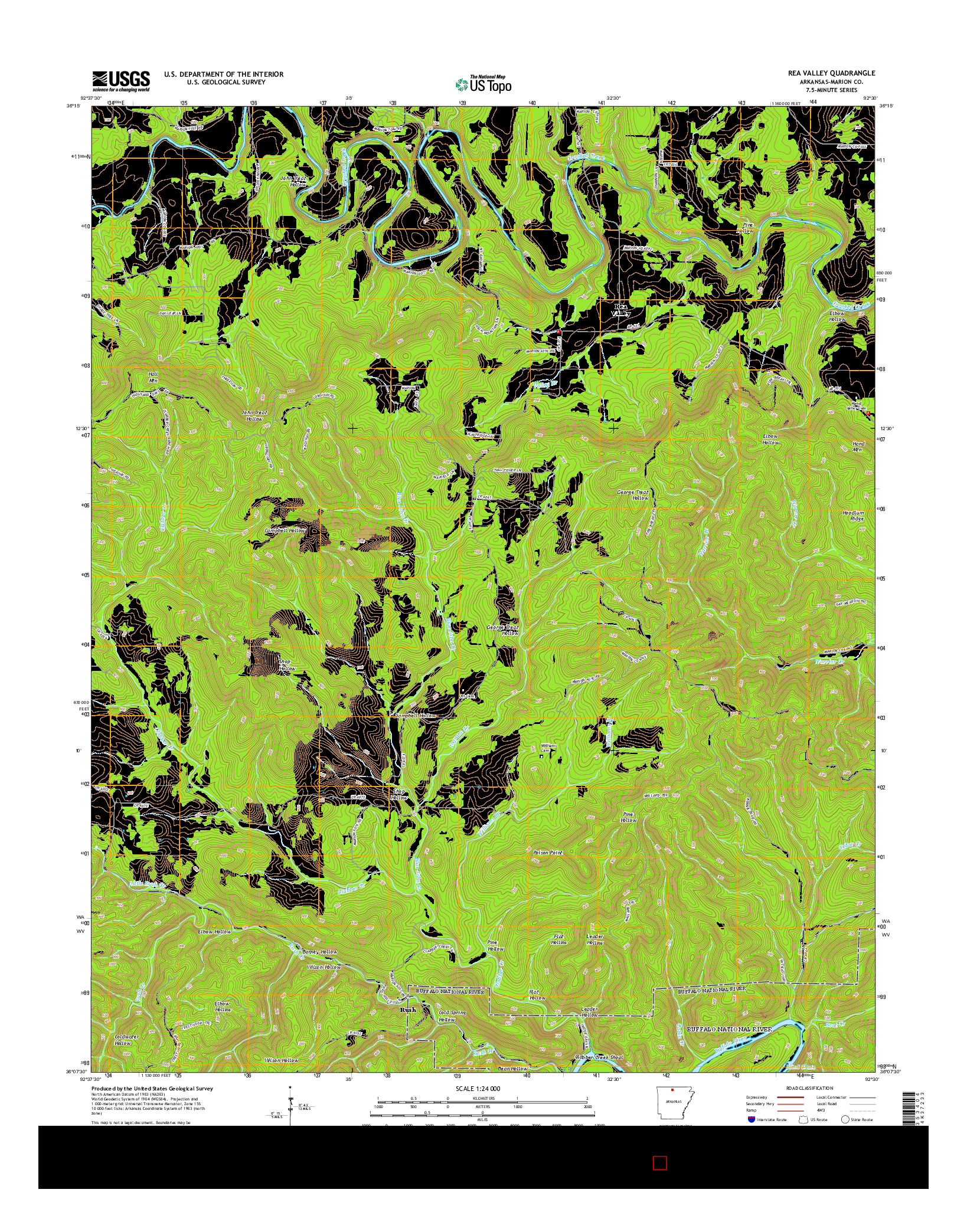 USGS US TOPO 7.5-MINUTE MAP FOR REA VALLEY, AR 2014