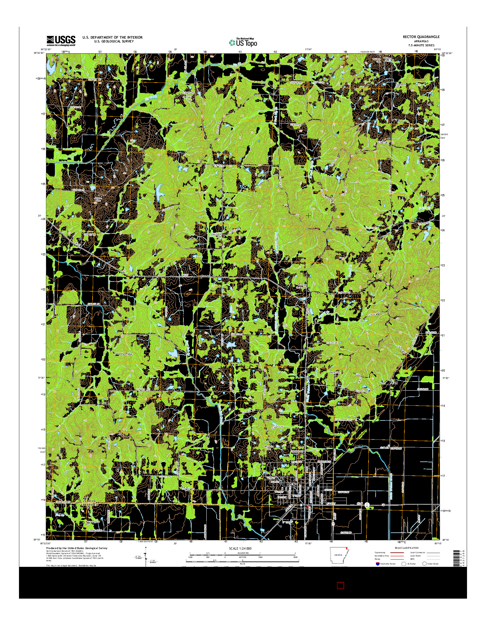 USGS US TOPO 7.5-MINUTE MAP FOR RECTOR, AR 2014