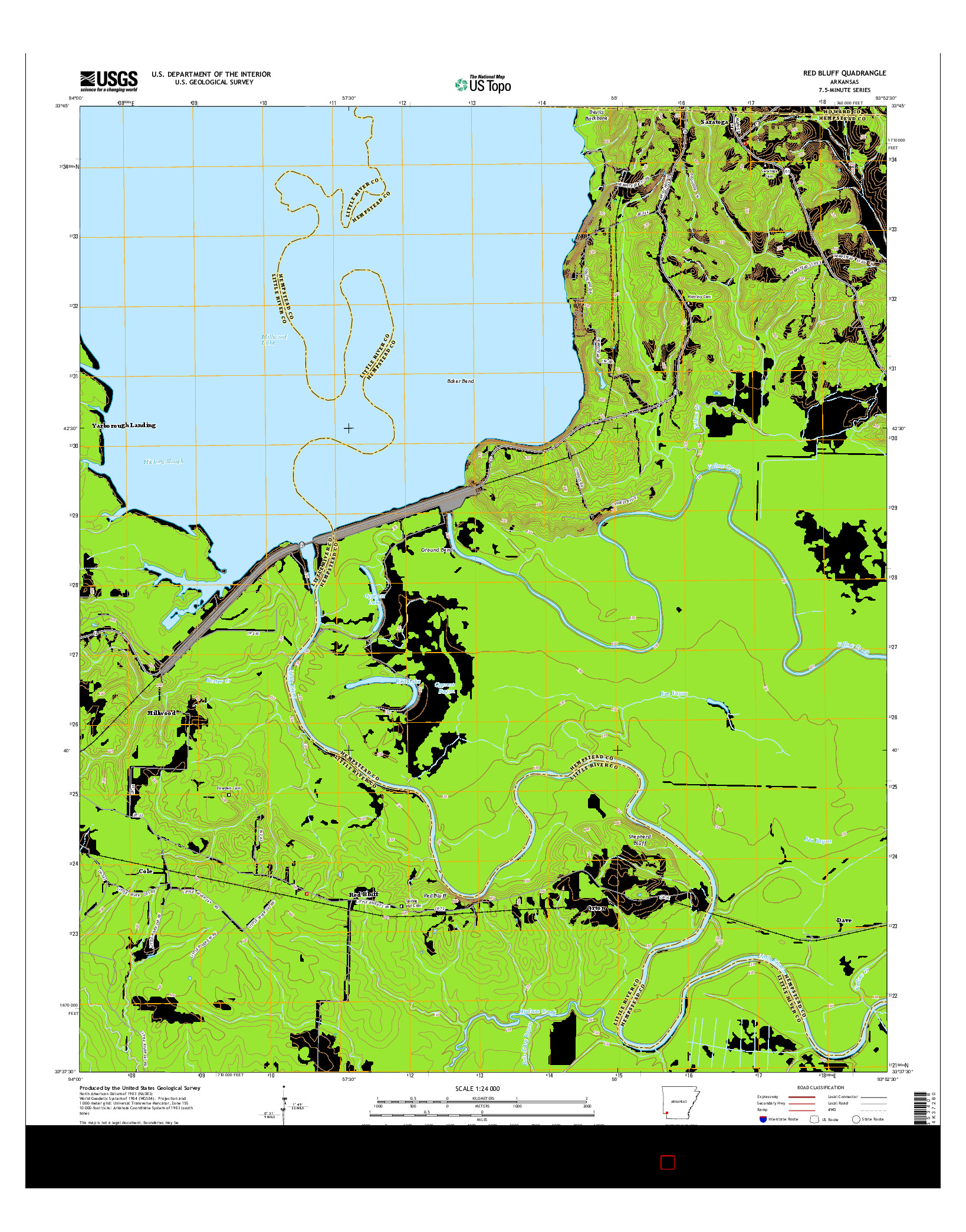USGS US TOPO 7.5-MINUTE MAP FOR RED BLUFF, AR 2014