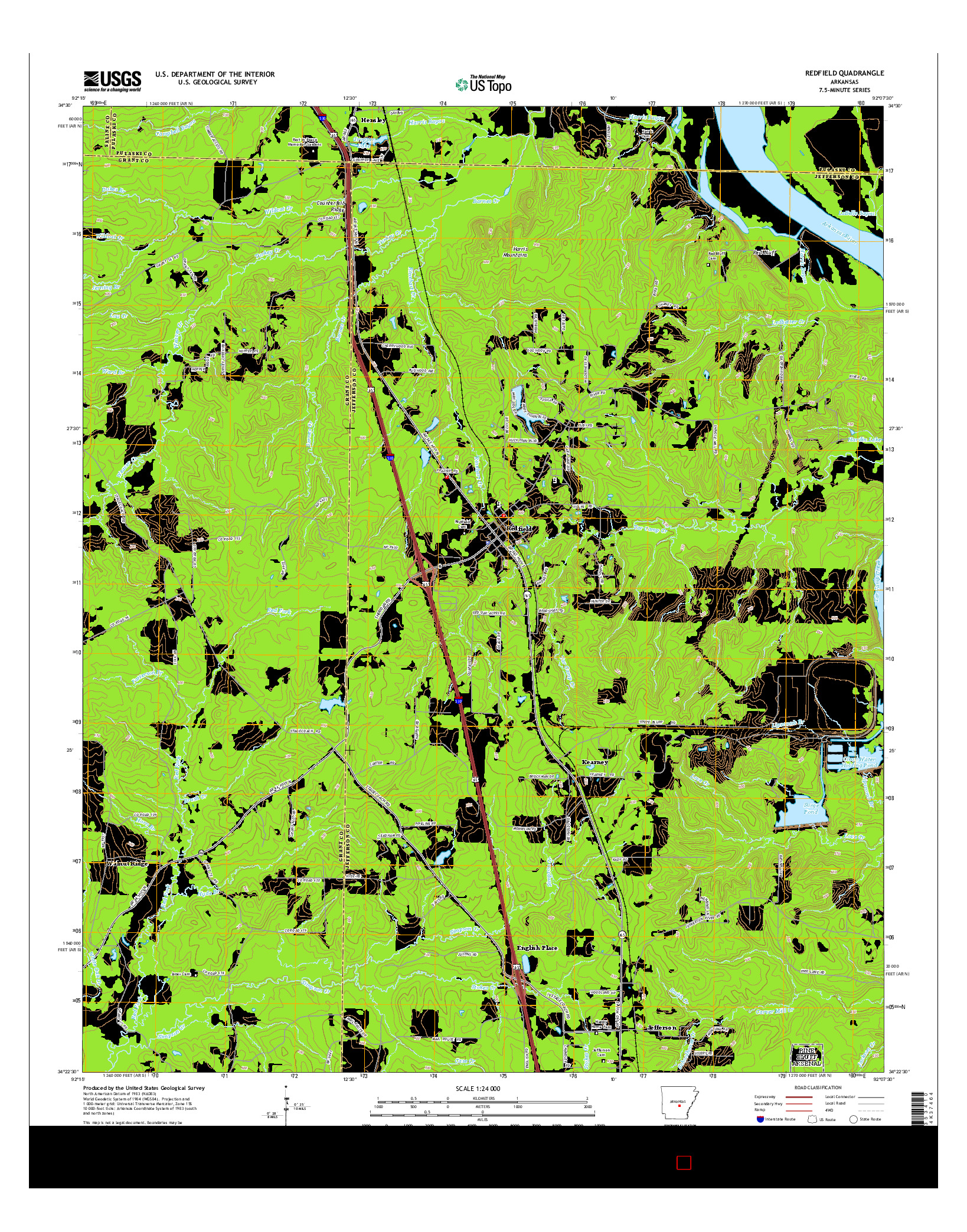 USGS US TOPO 7.5-MINUTE MAP FOR REDFIELD, AR 2014