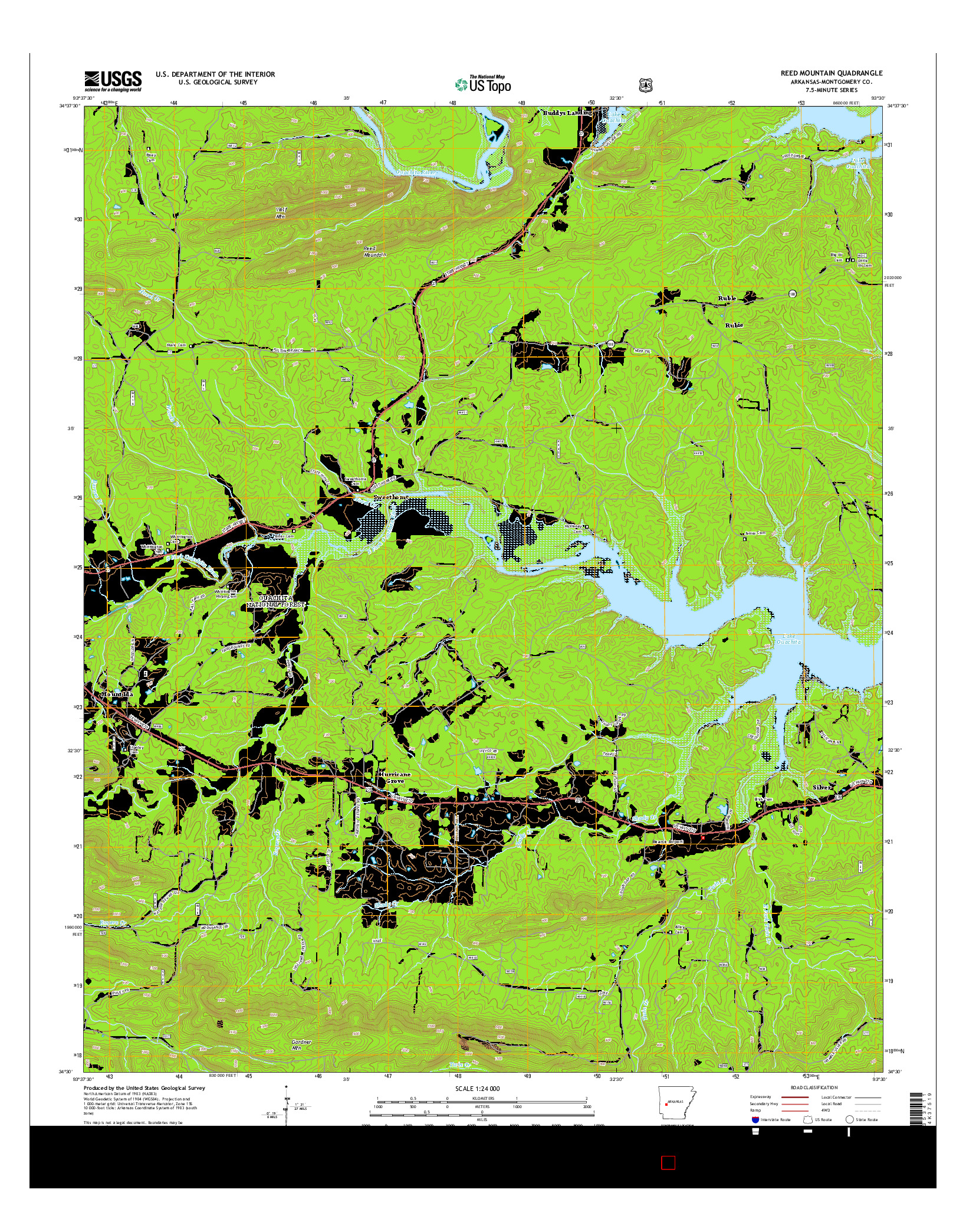USGS US TOPO 7.5-MINUTE MAP FOR REED MOUNTAIN, AR 2014