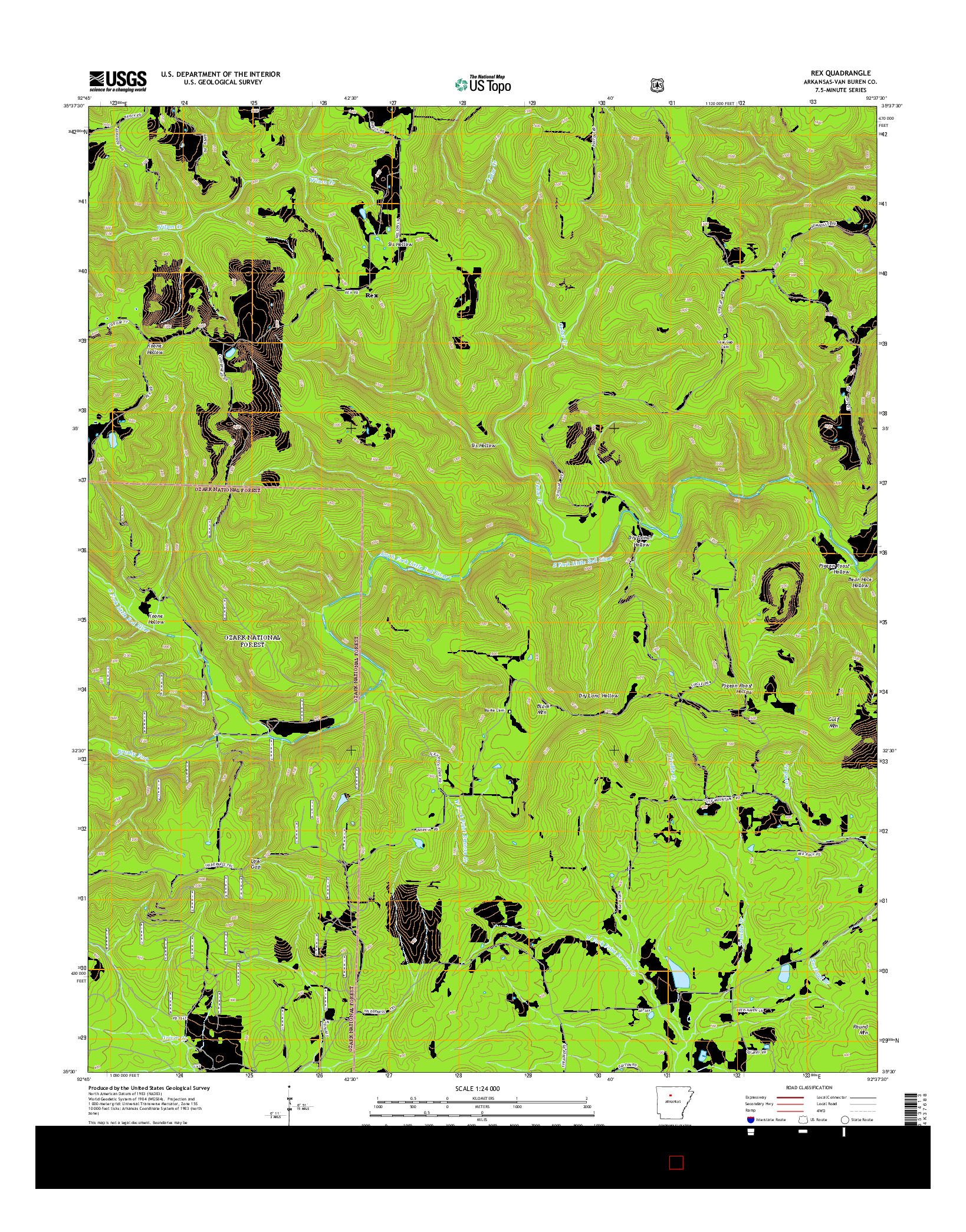 USGS US TOPO 7.5-MINUTE MAP FOR REX, AR 2014