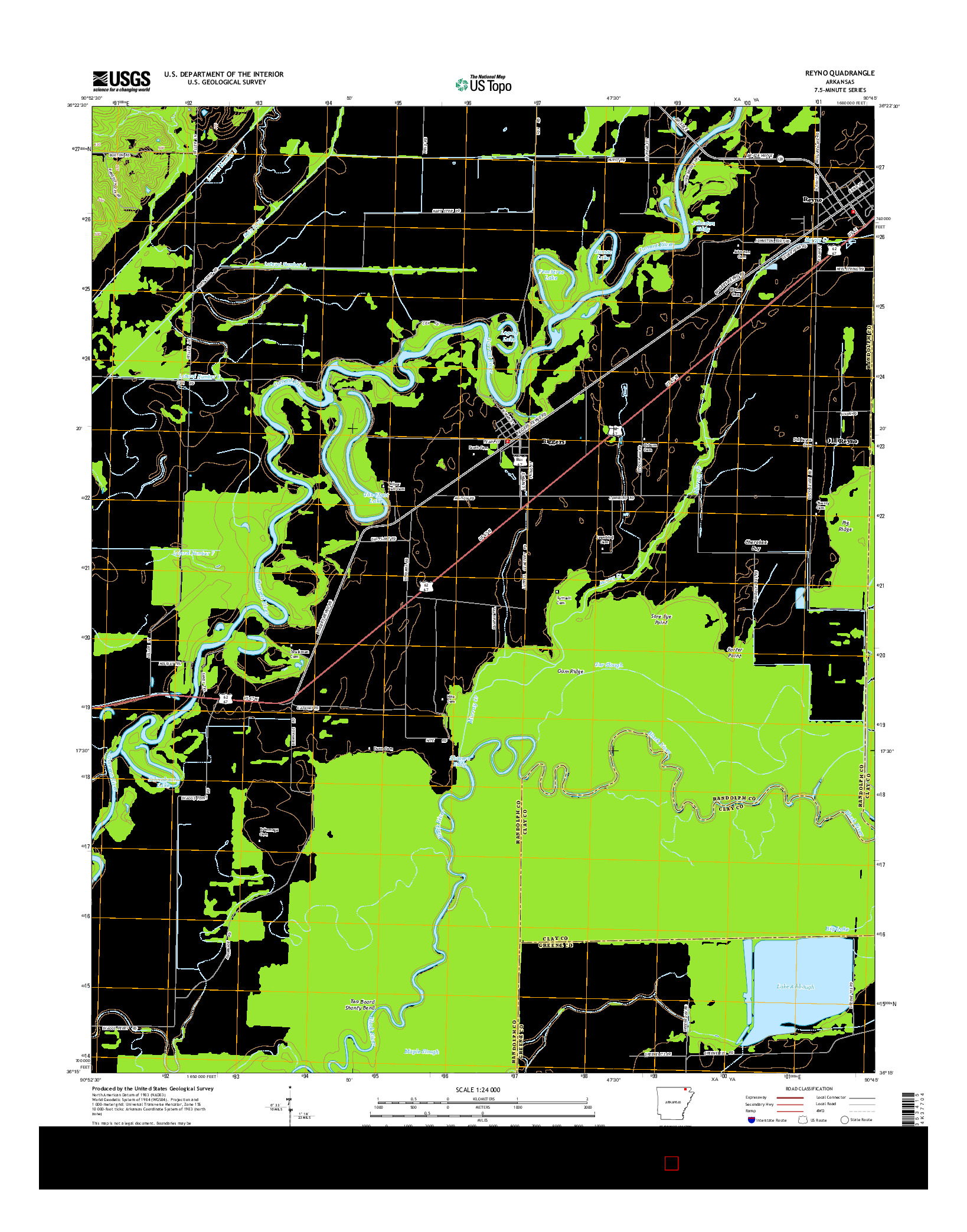 USGS US TOPO 7.5-MINUTE MAP FOR REYNO, AR 2014