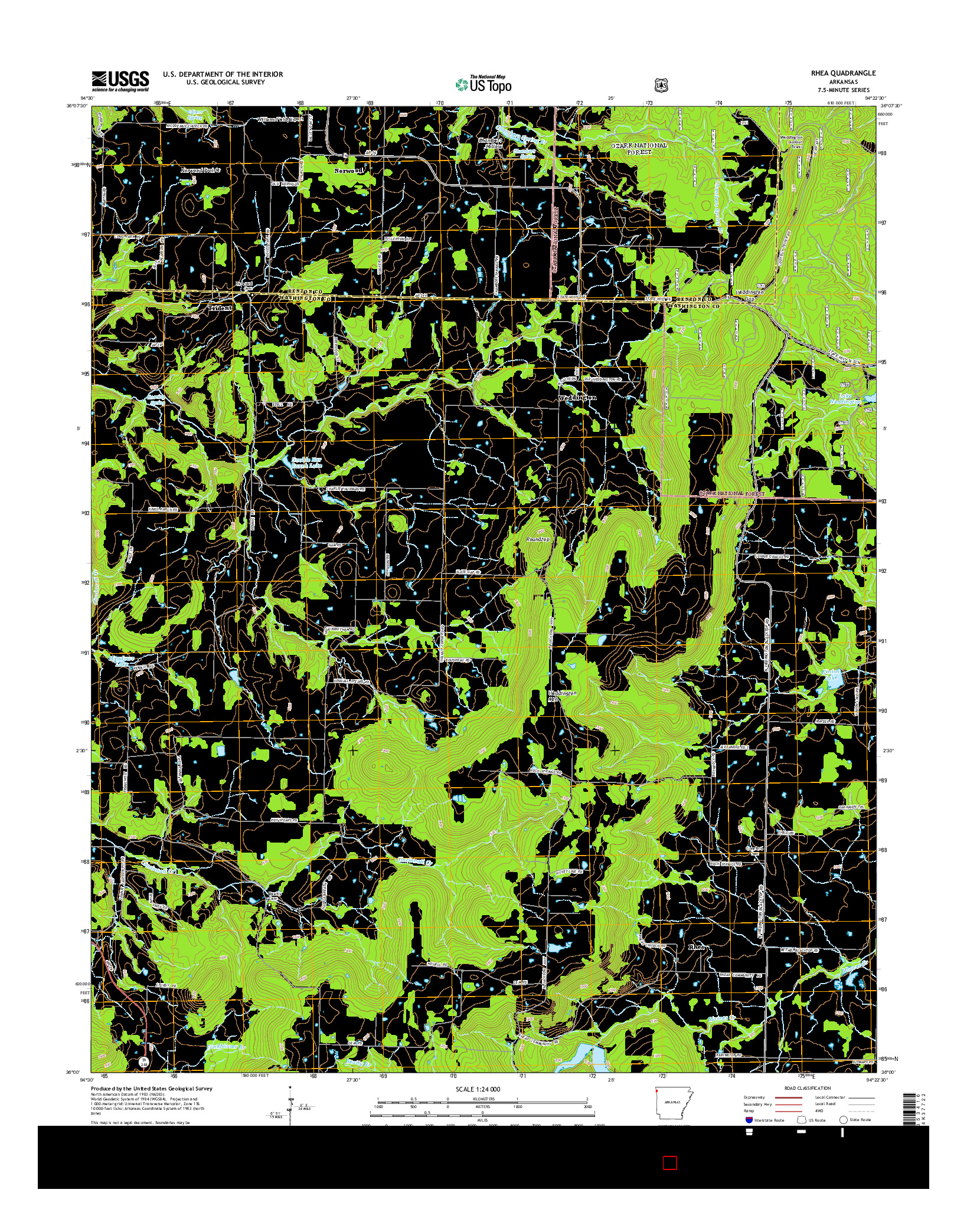 USGS US TOPO 7.5-MINUTE MAP FOR RHEA, AR 2014