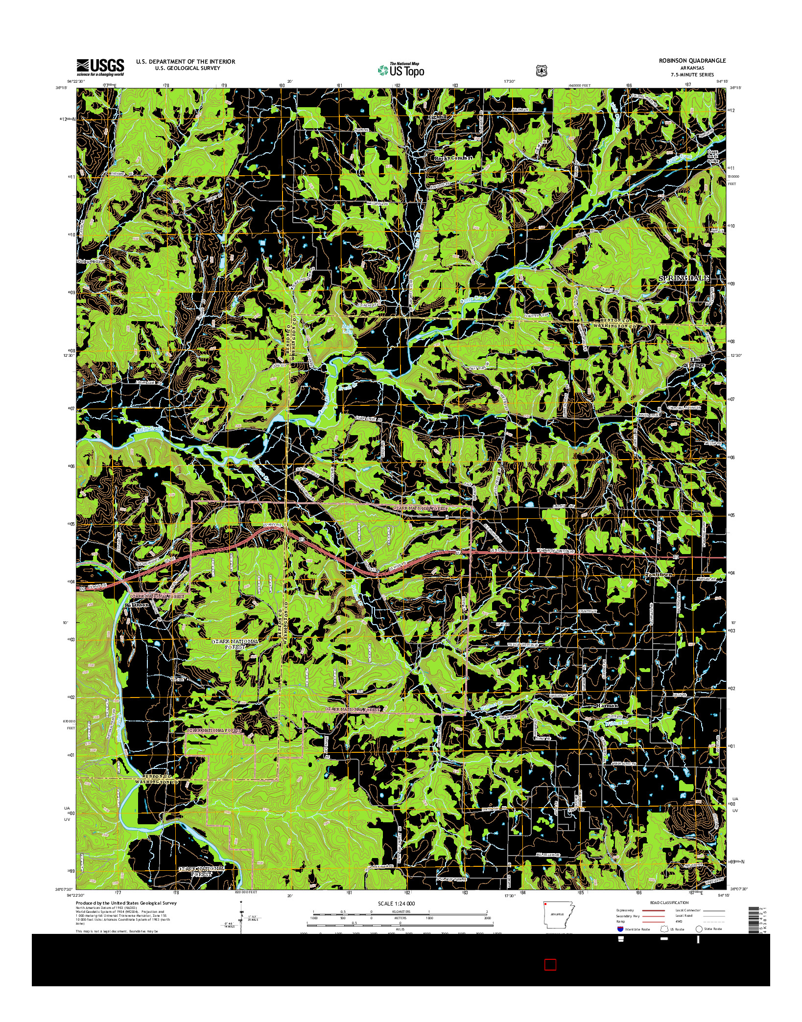 USGS US TOPO 7.5-MINUTE MAP FOR ROBINSON, AR 2014