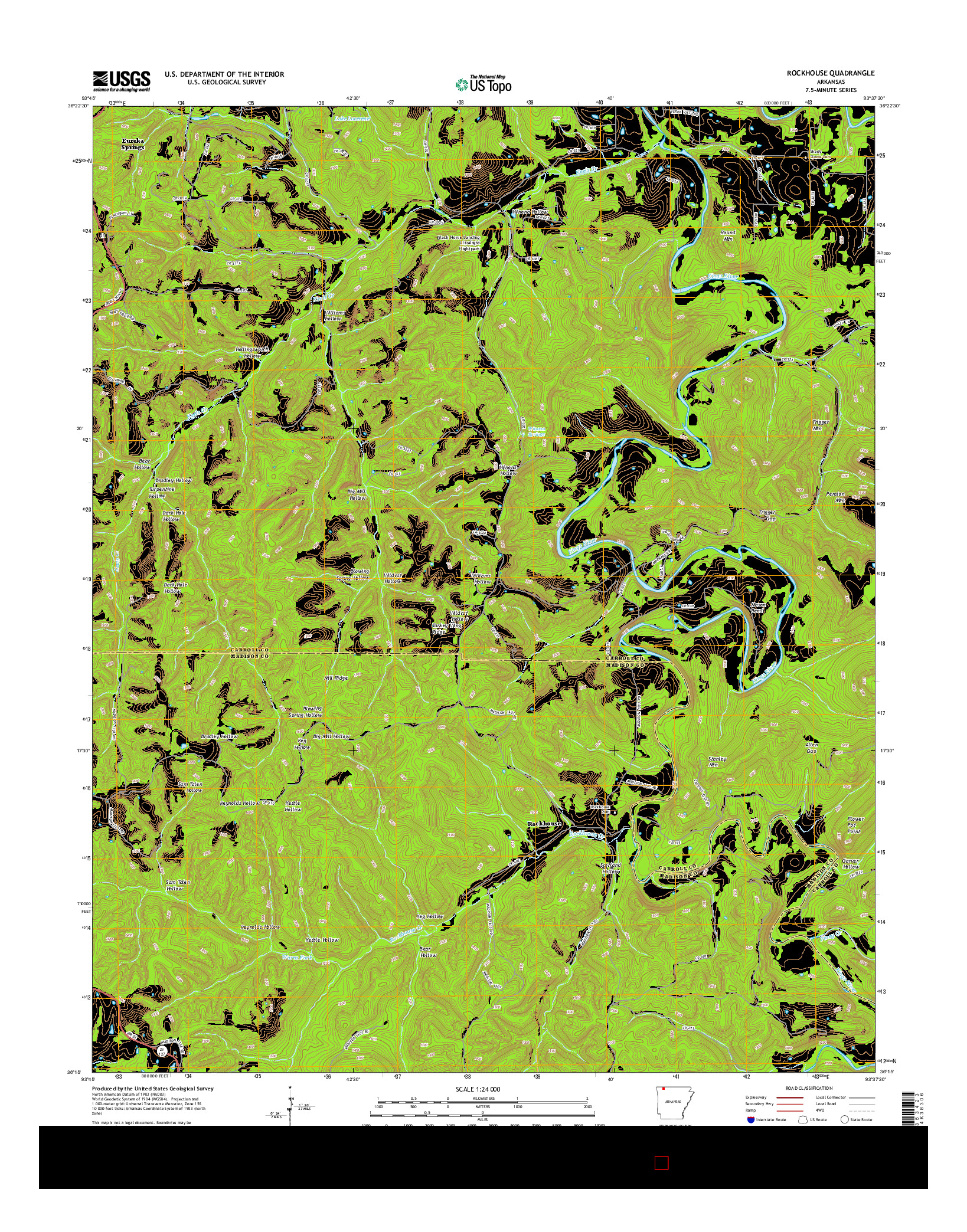 USGS US TOPO 7.5-MINUTE MAP FOR ROCKHOUSE, AR 2014