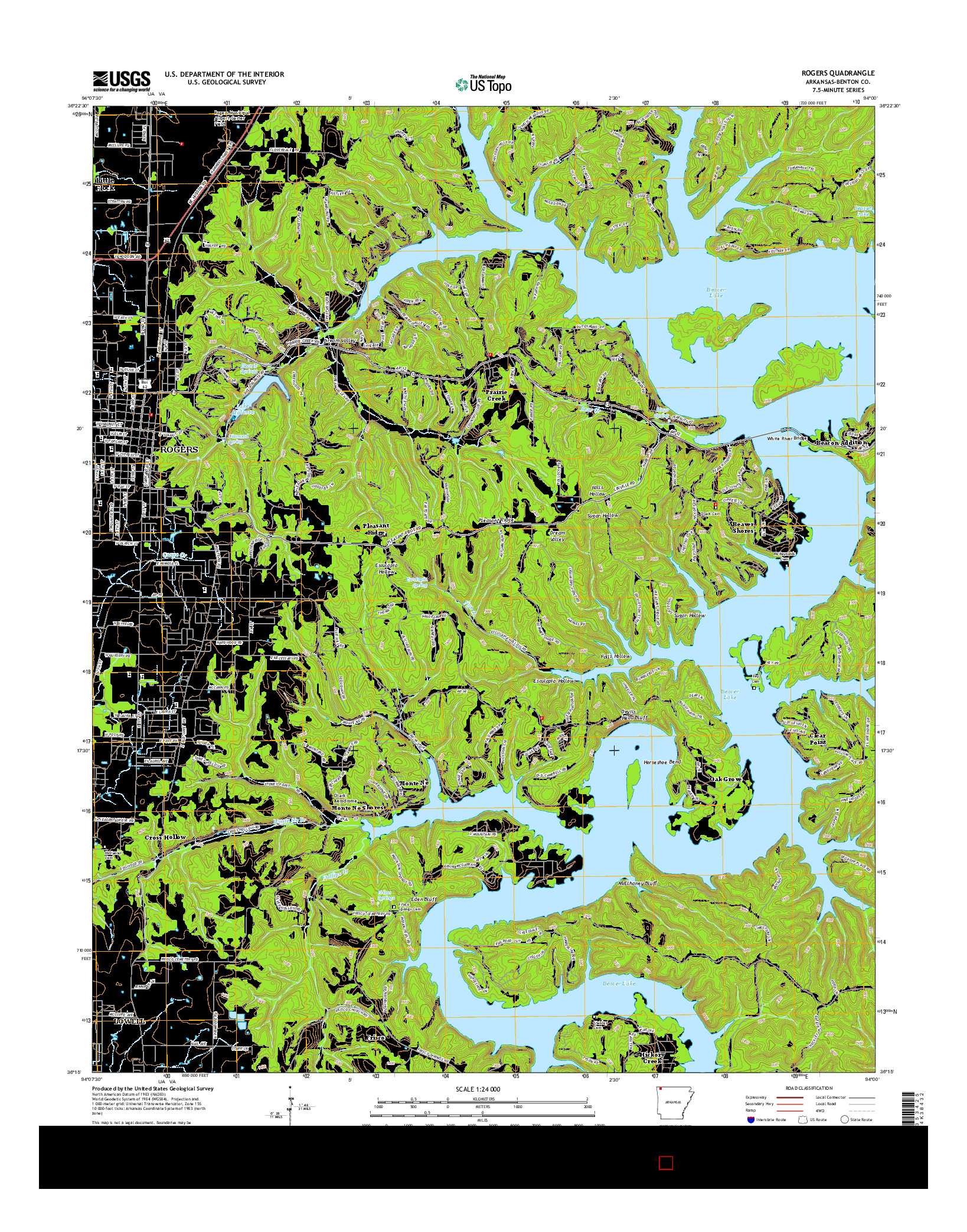 USGS US TOPO 7.5-MINUTE MAP FOR ROGERS, AR 2014