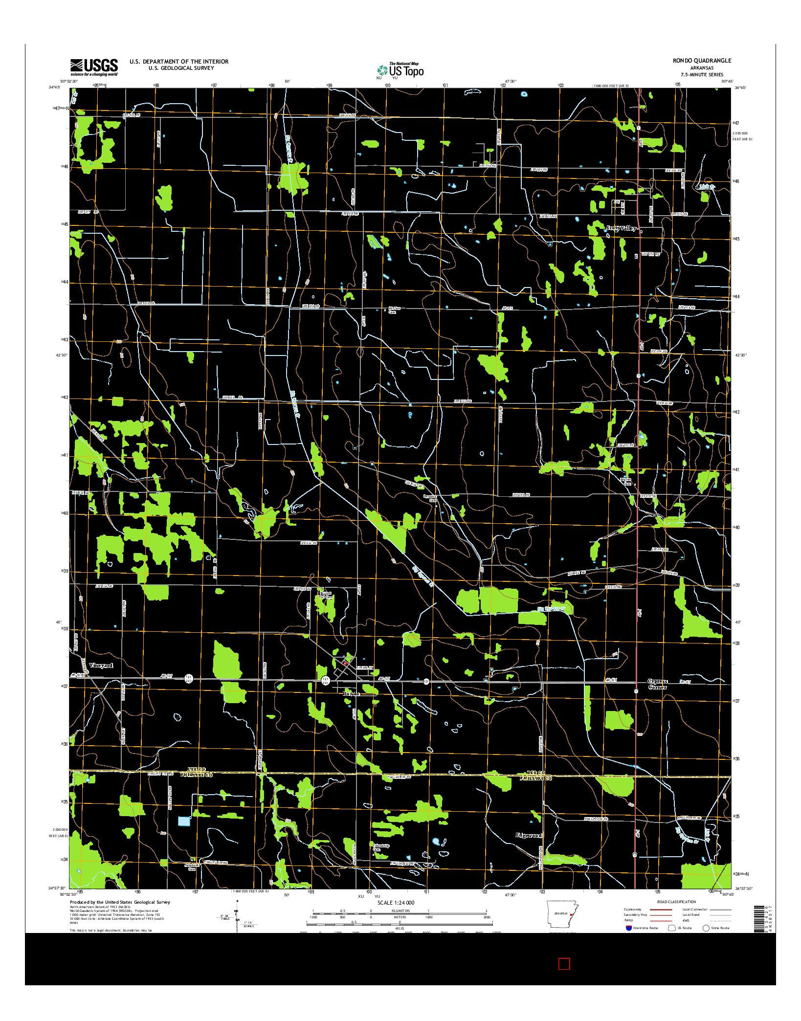 USGS US TOPO 7.5-MINUTE MAP FOR RONDO, AR 2014