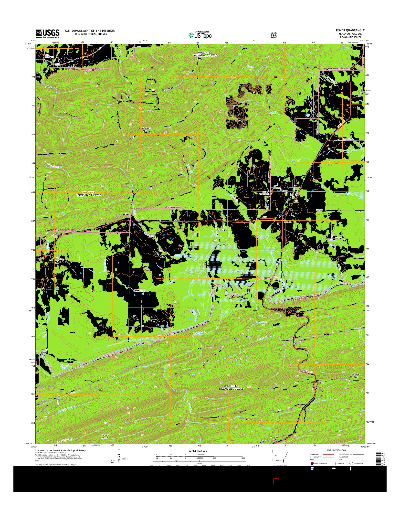 USGS US TOPO 7.5-MINUTE MAP FOR ROVER, AR 2014