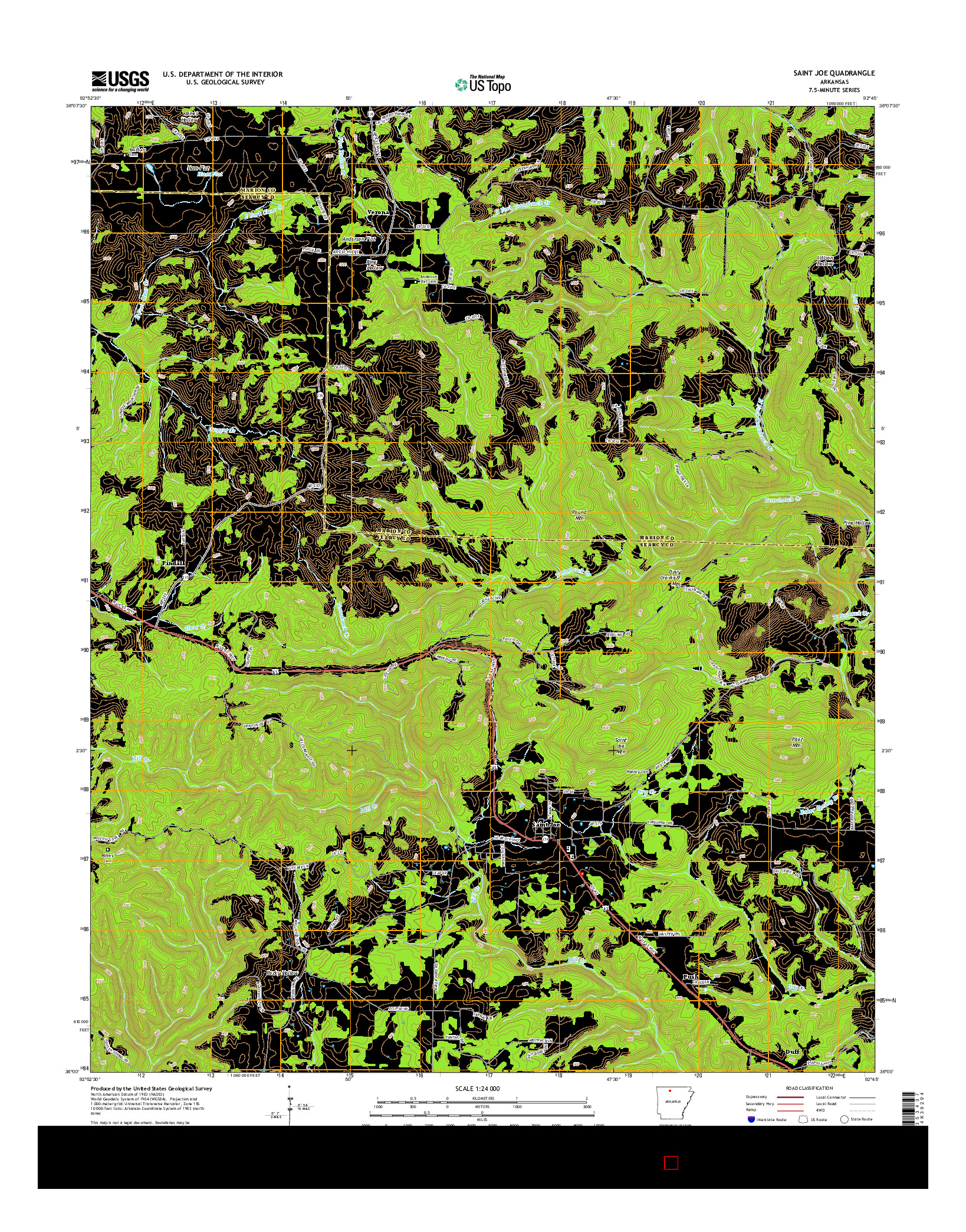 USGS US TOPO 7.5-MINUTE MAP FOR SAINT JOE, AR 2014