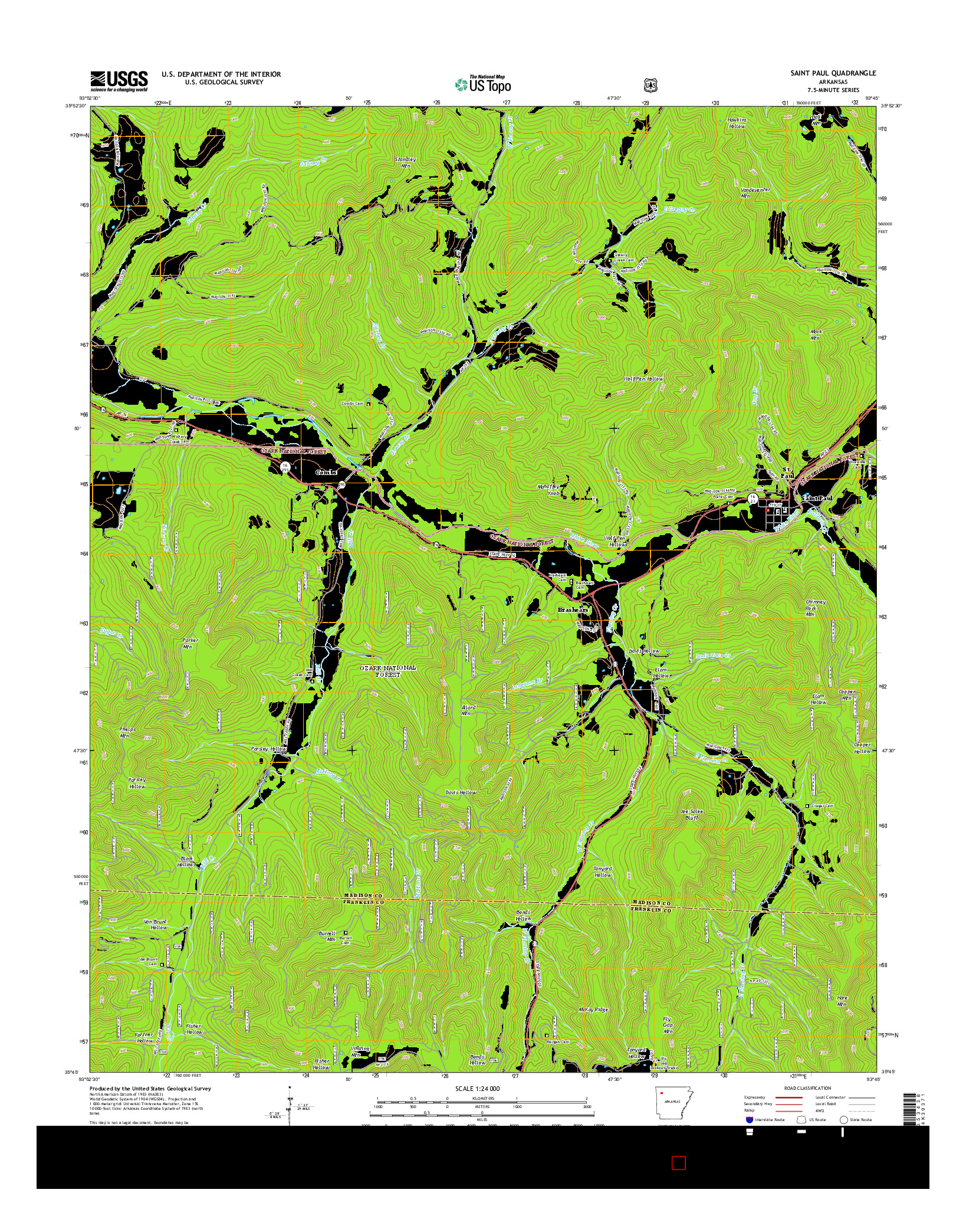 USGS US TOPO 7.5-MINUTE MAP FOR SAINT PAUL, AR 2014