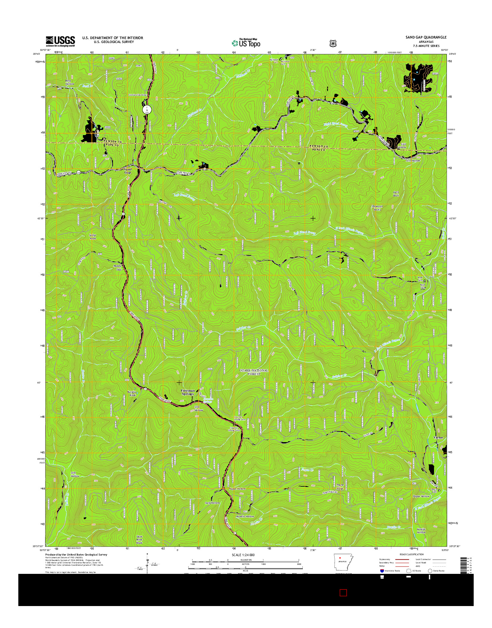 USGS US TOPO 7.5-MINUTE MAP FOR SAND GAP, AR 2014