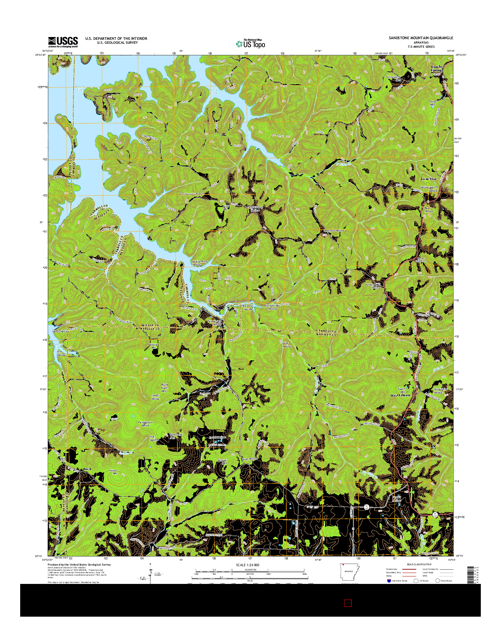 USGS US TOPO 7.5-MINUTE MAP FOR SANDSTONE MOUNTAIN, AR 2014