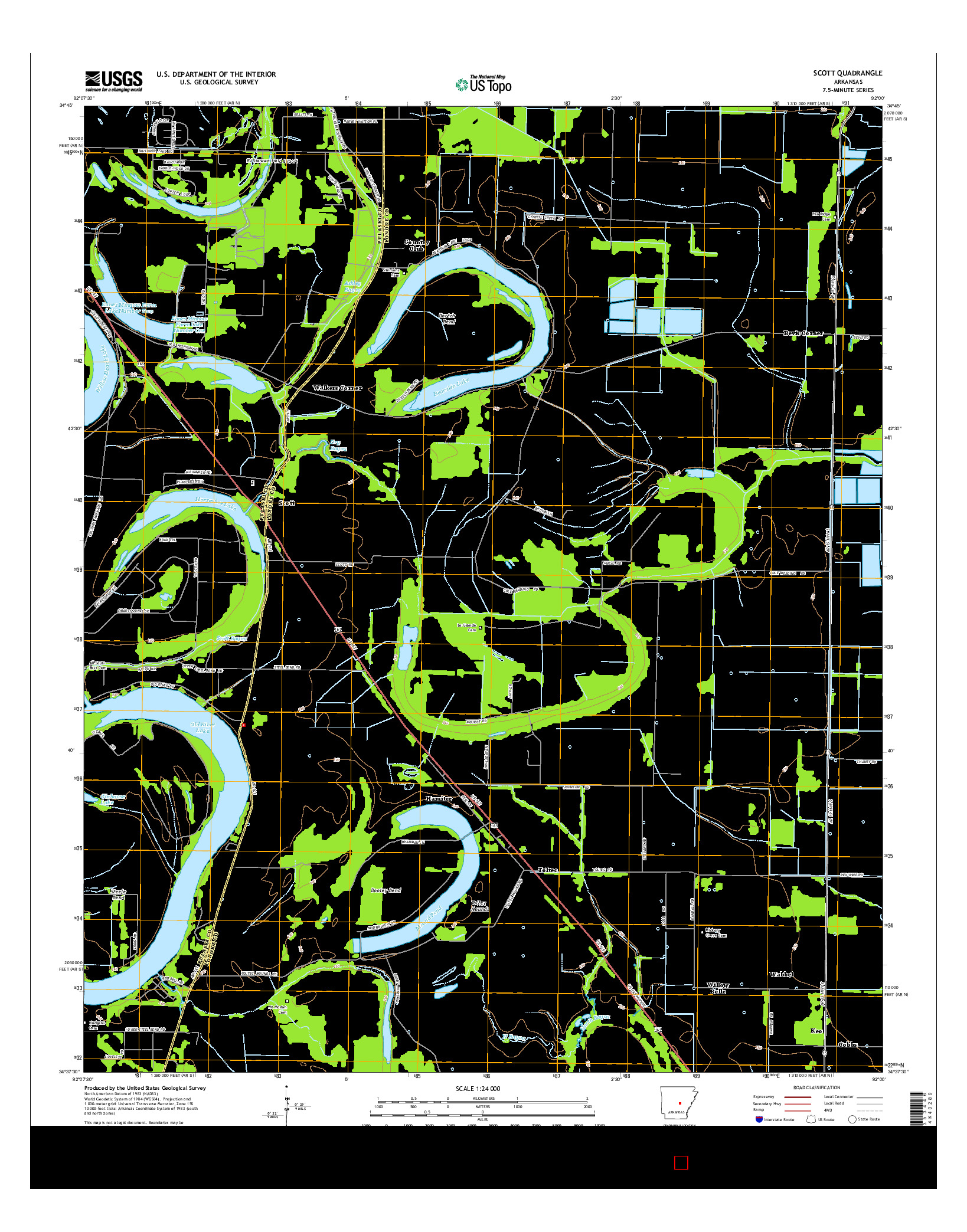 USGS US TOPO 7.5-MINUTE MAP FOR SCOTT, AR 2014