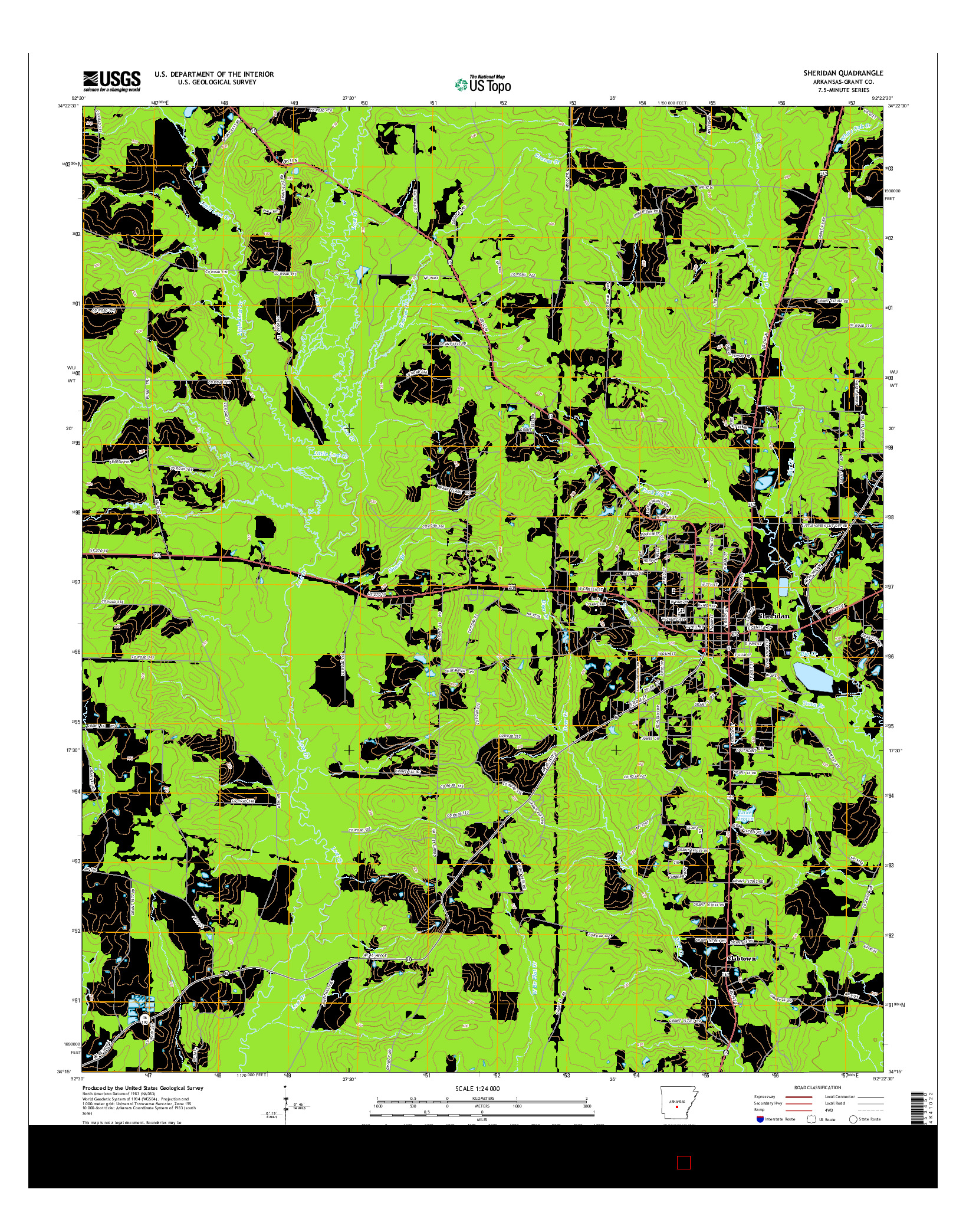 USGS US TOPO 7.5-MINUTE MAP FOR SHERIDAN, AR 2014