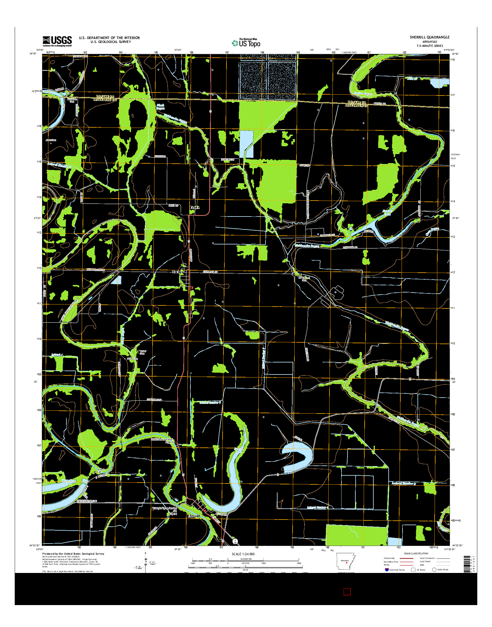 USGS US TOPO 7.5-MINUTE MAP FOR SHERRILL, AR 2014