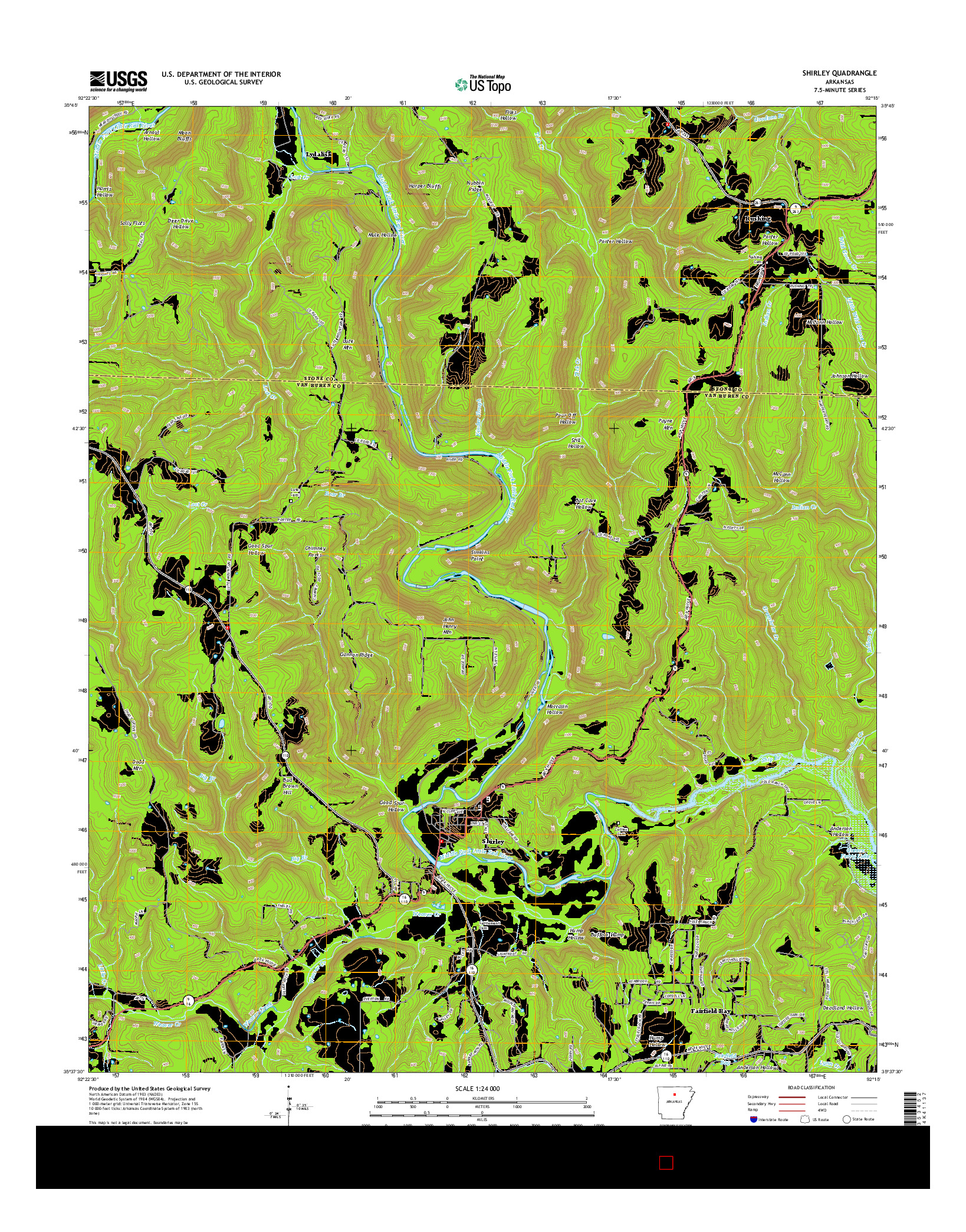 USGS US TOPO 7.5-MINUTE MAP FOR SHIRLEY, AR 2014