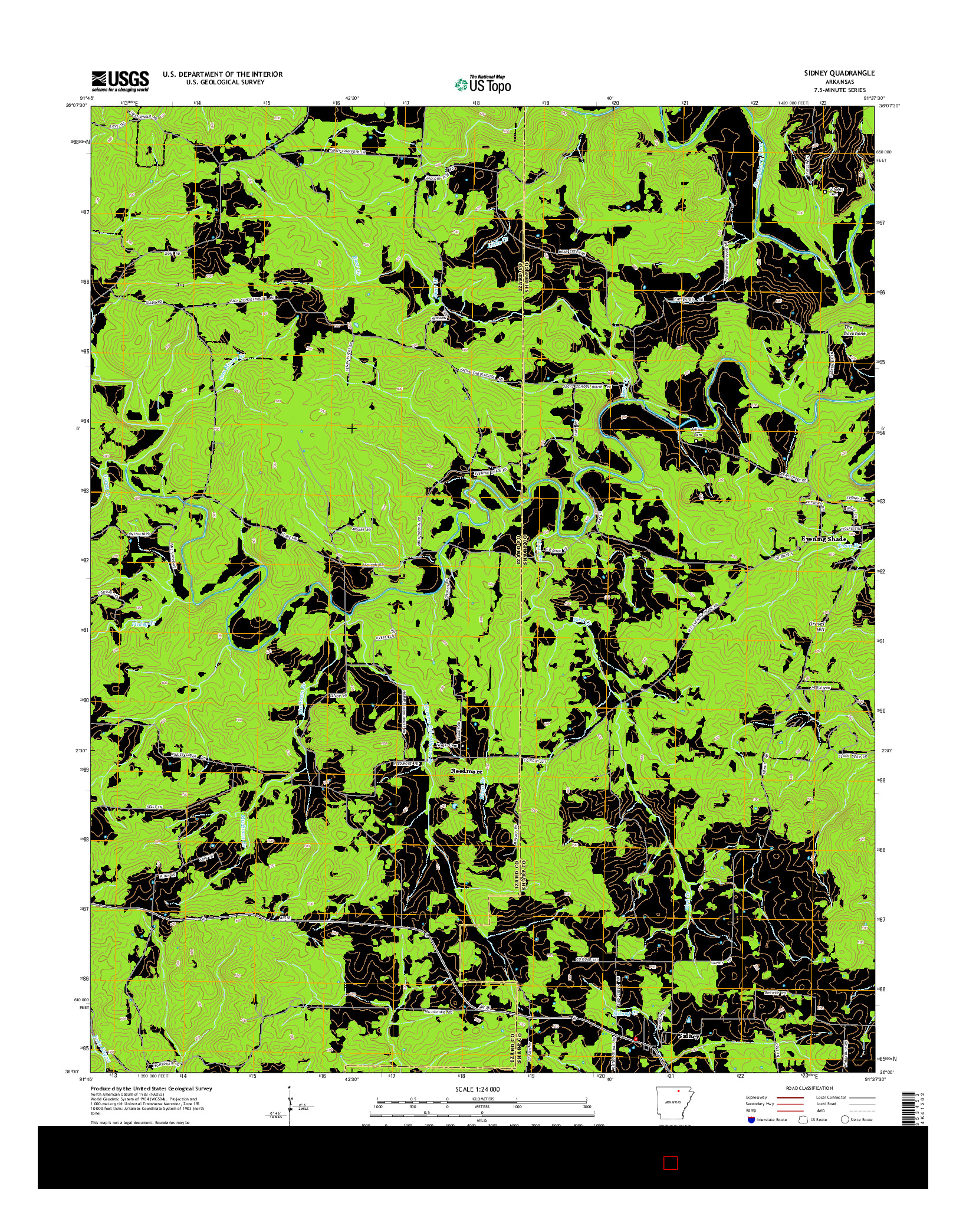 USGS US TOPO 7.5-MINUTE MAP FOR SIDNEY, AR 2014