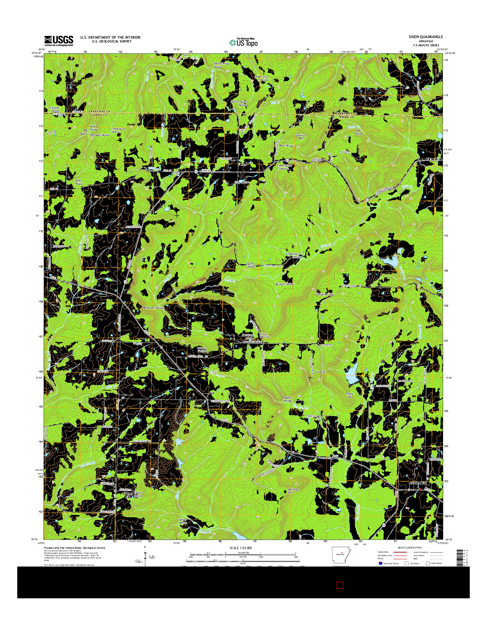 USGS US TOPO 7.5-MINUTE MAP FOR SIDON, AR 2014