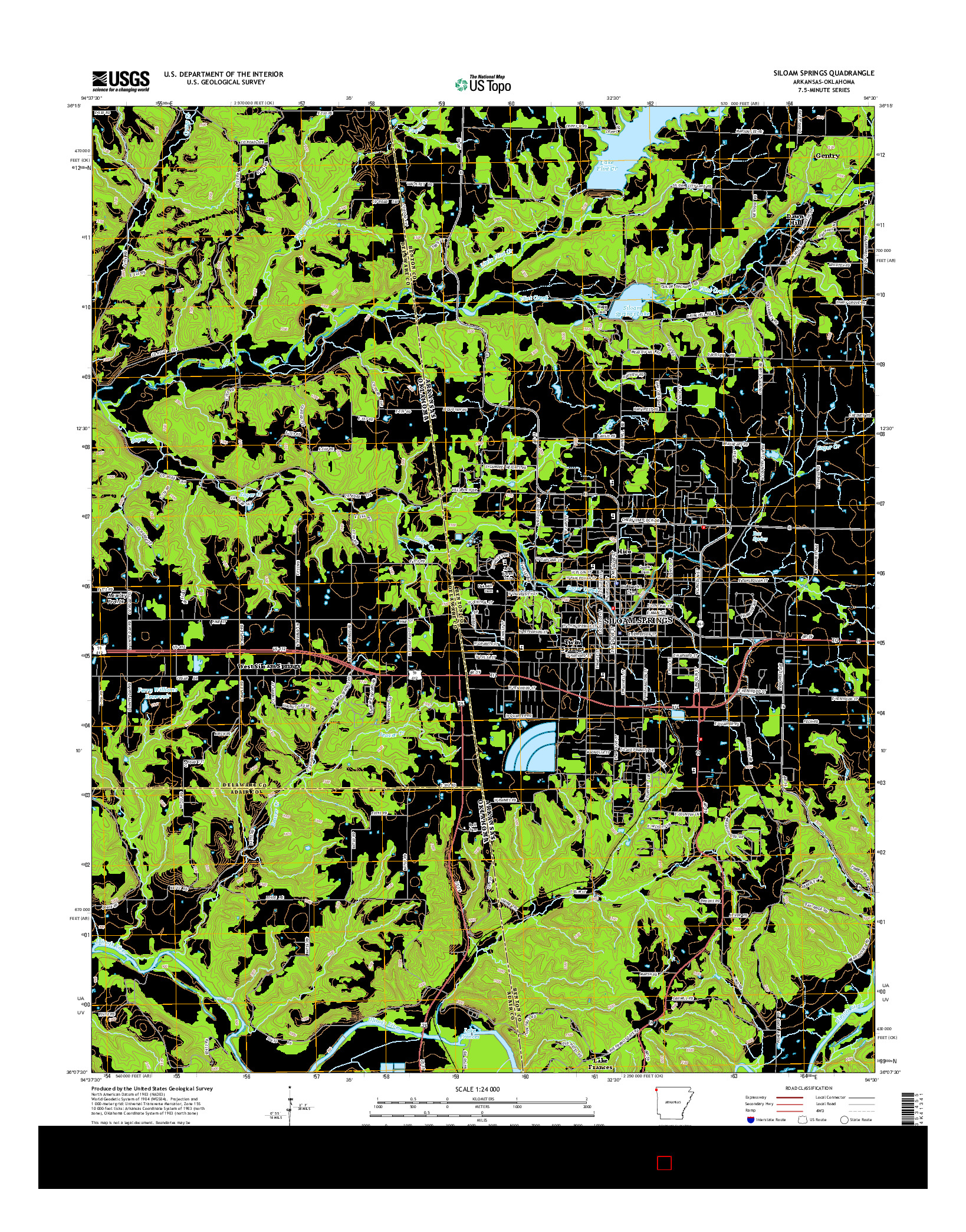 USGS US TOPO 7.5-MINUTE MAP FOR SILOAM SPRINGS, AR-OK 2014