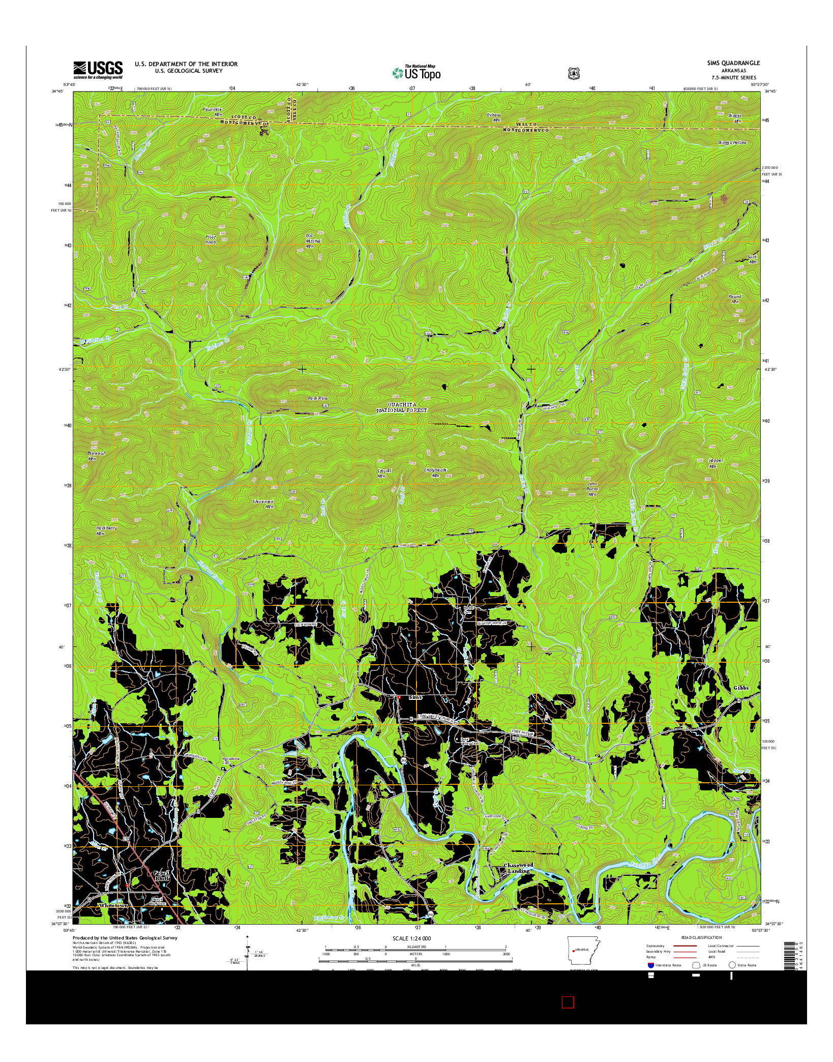 USGS US TOPO 7.5-MINUTE MAP FOR SIMS, AR 2014