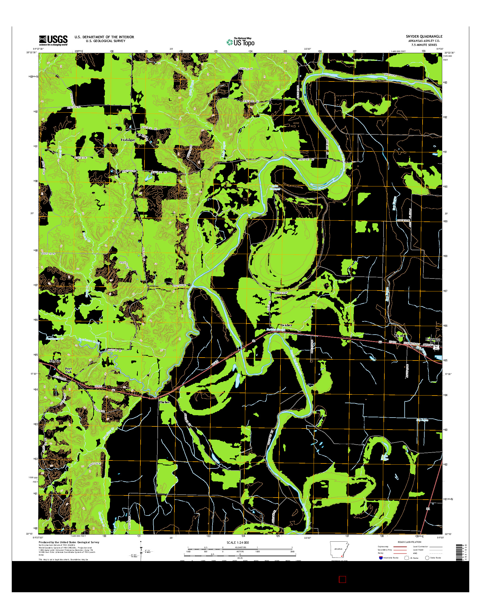 USGS US TOPO 7.5-MINUTE MAP FOR SNYDER, AR 2014