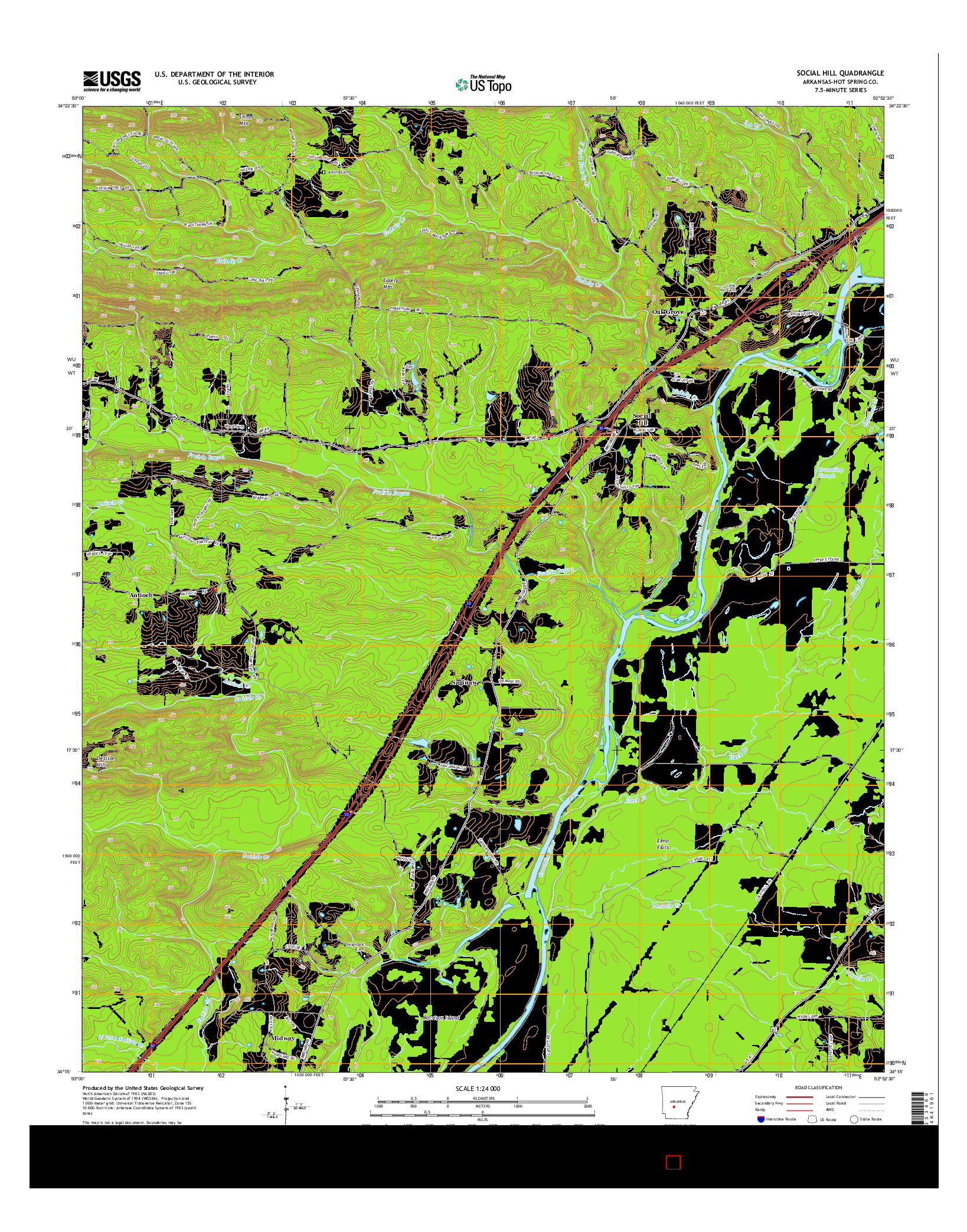 USGS US TOPO 7.5-MINUTE MAP FOR SOCIAL HILL, AR 2014